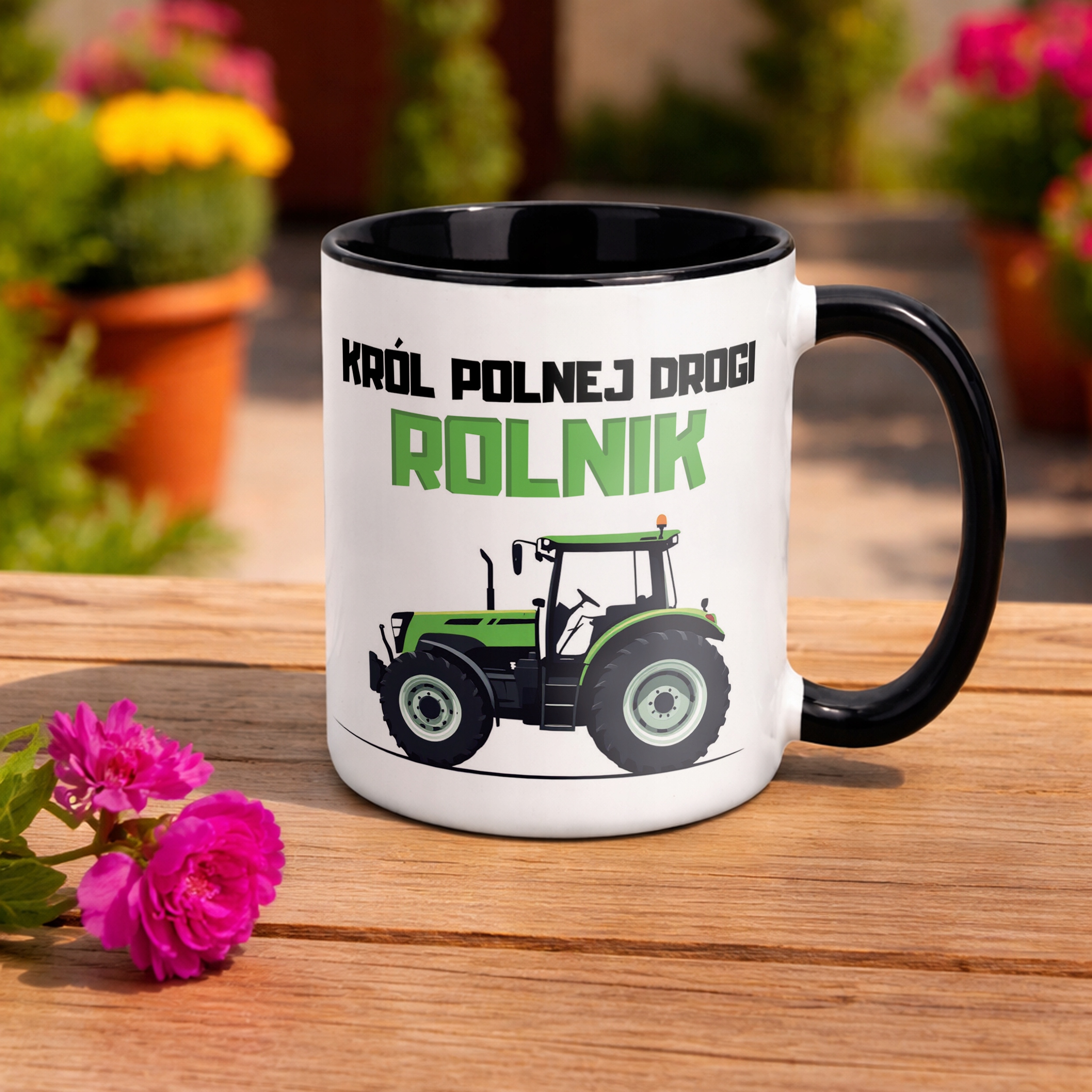 Kubek Czarny Rolnik Dla Rolnika Traktor Zabawny Prezent Upominek