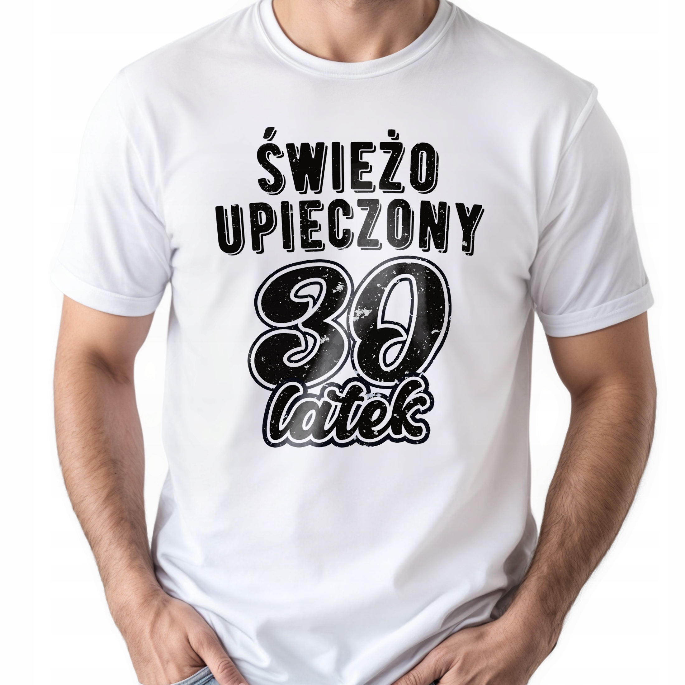 Koszulka biała męska Świeżo Upieczony 30 Urodziny Prezent
