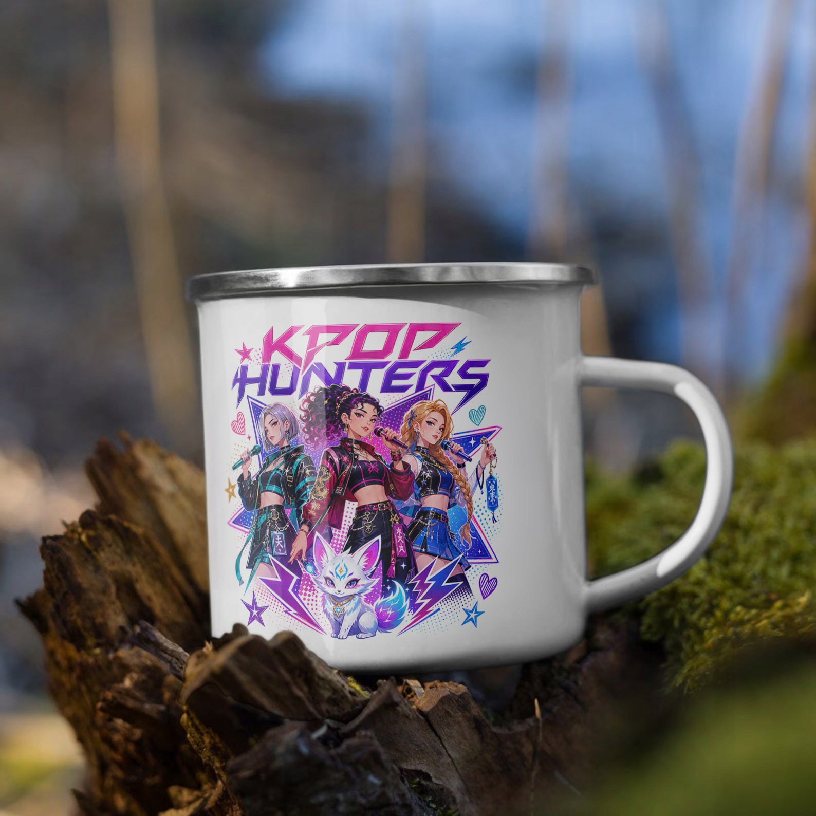 Zestaw Plecak Worek Kubek Emaliowany Z Nadrukiem ŁOWCZYNIE KPOP Prezent