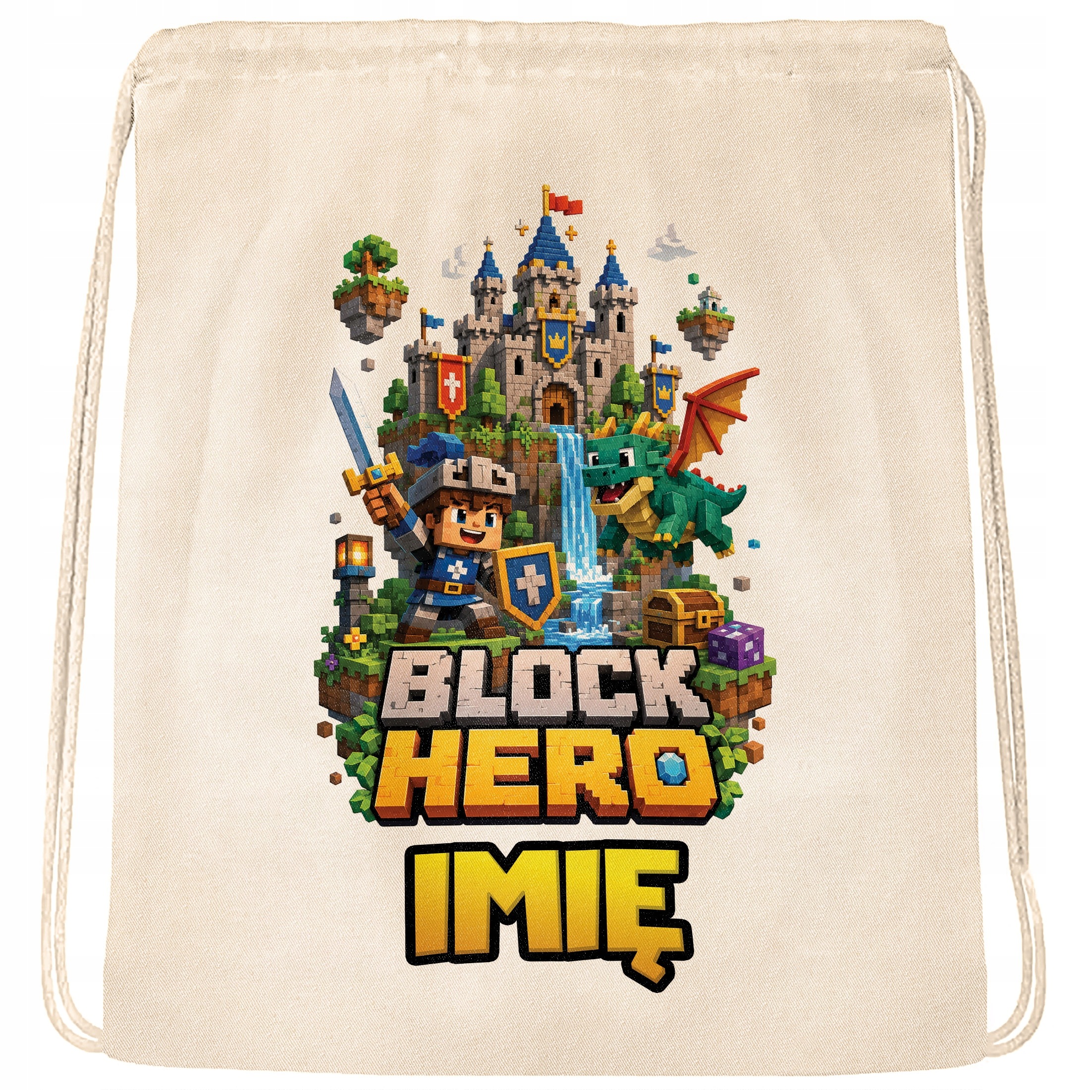 Zestaw Personalizowany Plecak Worek Kubek gra Block Hero Prezent