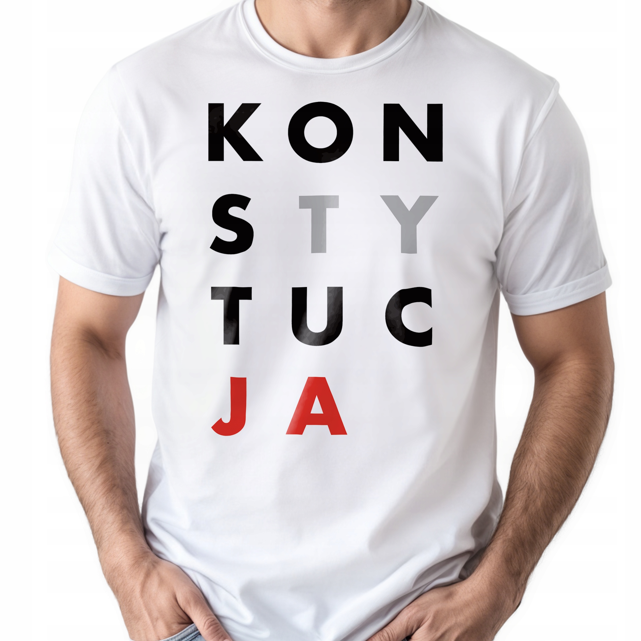 Koszulka biała męska Konstytucja Zabawny Prezent Upominek r. 3XL