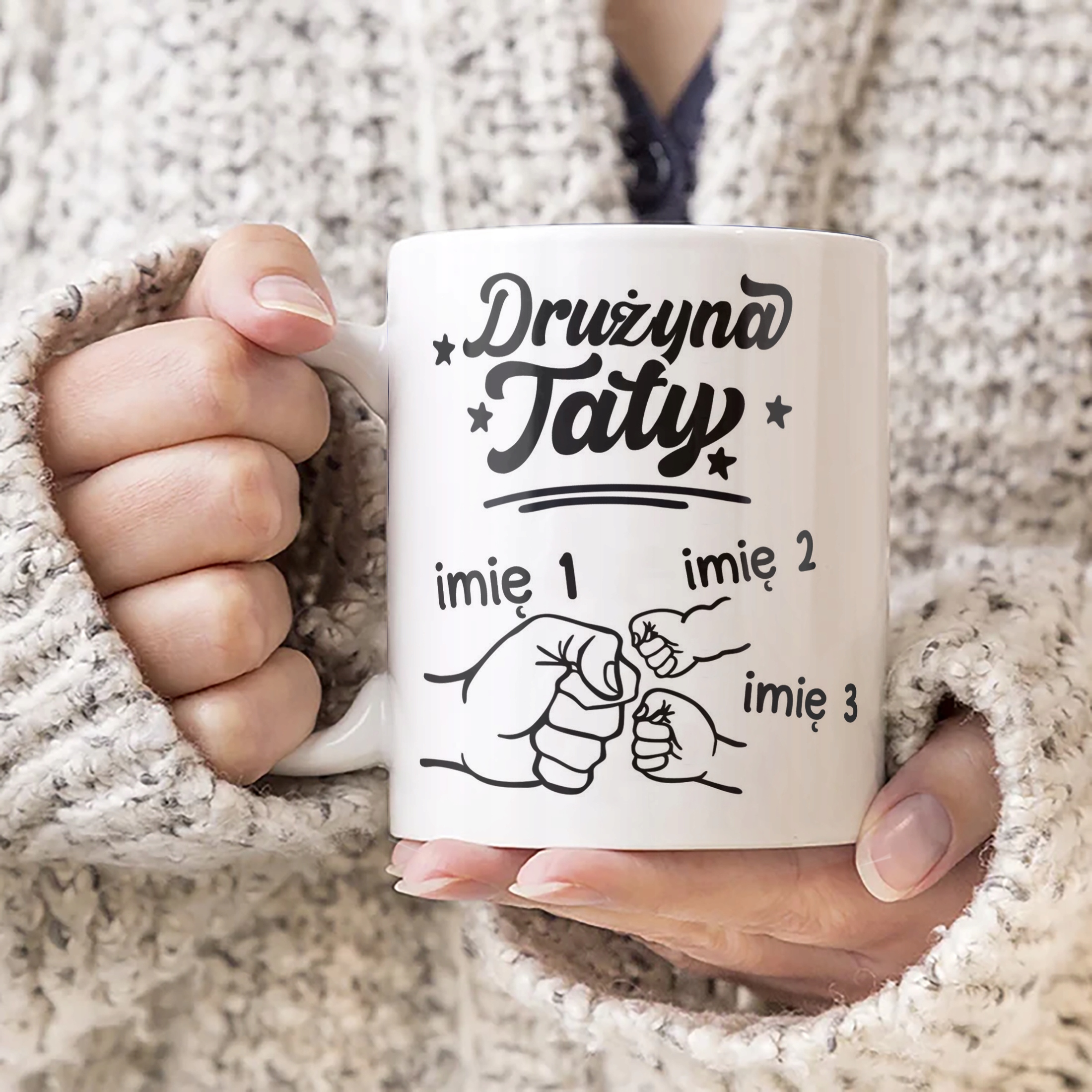 Kubek ceramiczny Personalizowany Dzień Ojca Najlepsza Drużyna 2 Dzieci