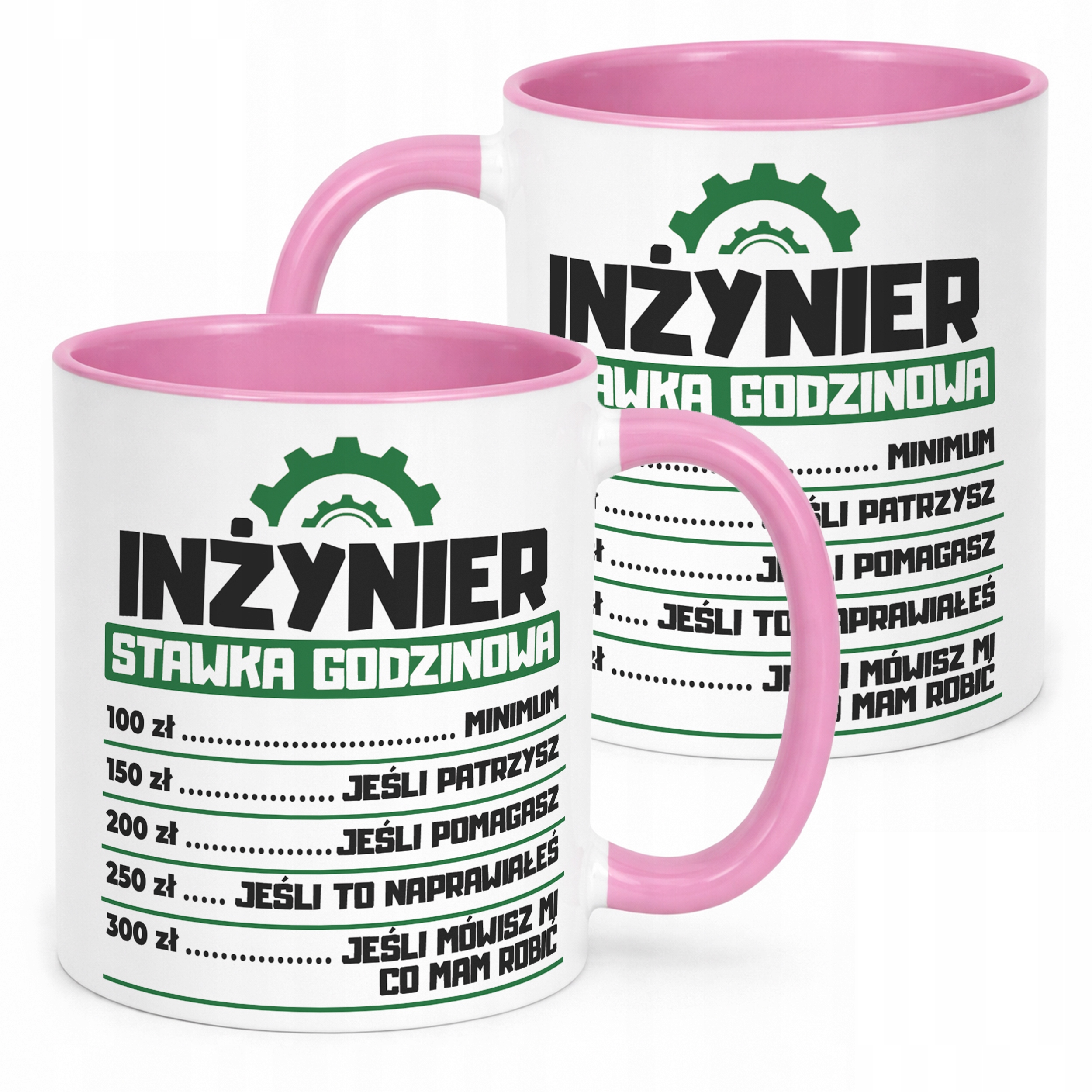 Kubek Różowy Inżynier Stawka Godzinowa Zabawny Prezent Upominek