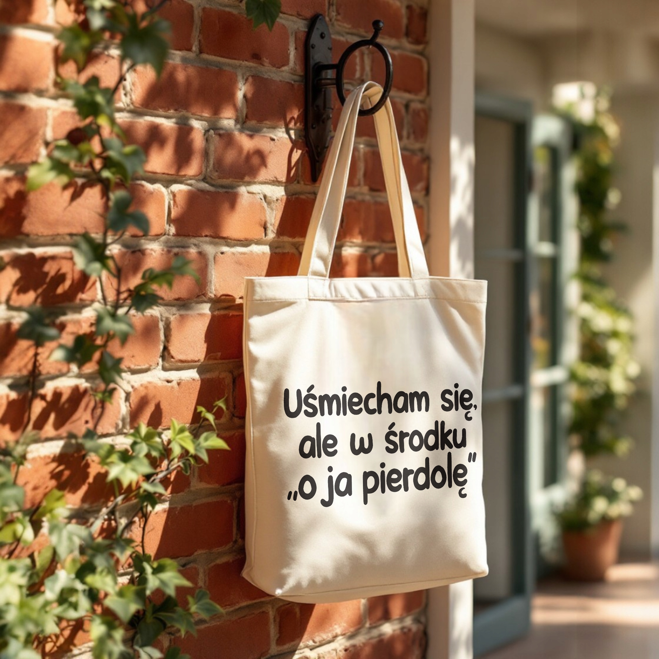 Torba bawełniana premium Uśmiecham Się Ale W Środku Zabawny Prezent
