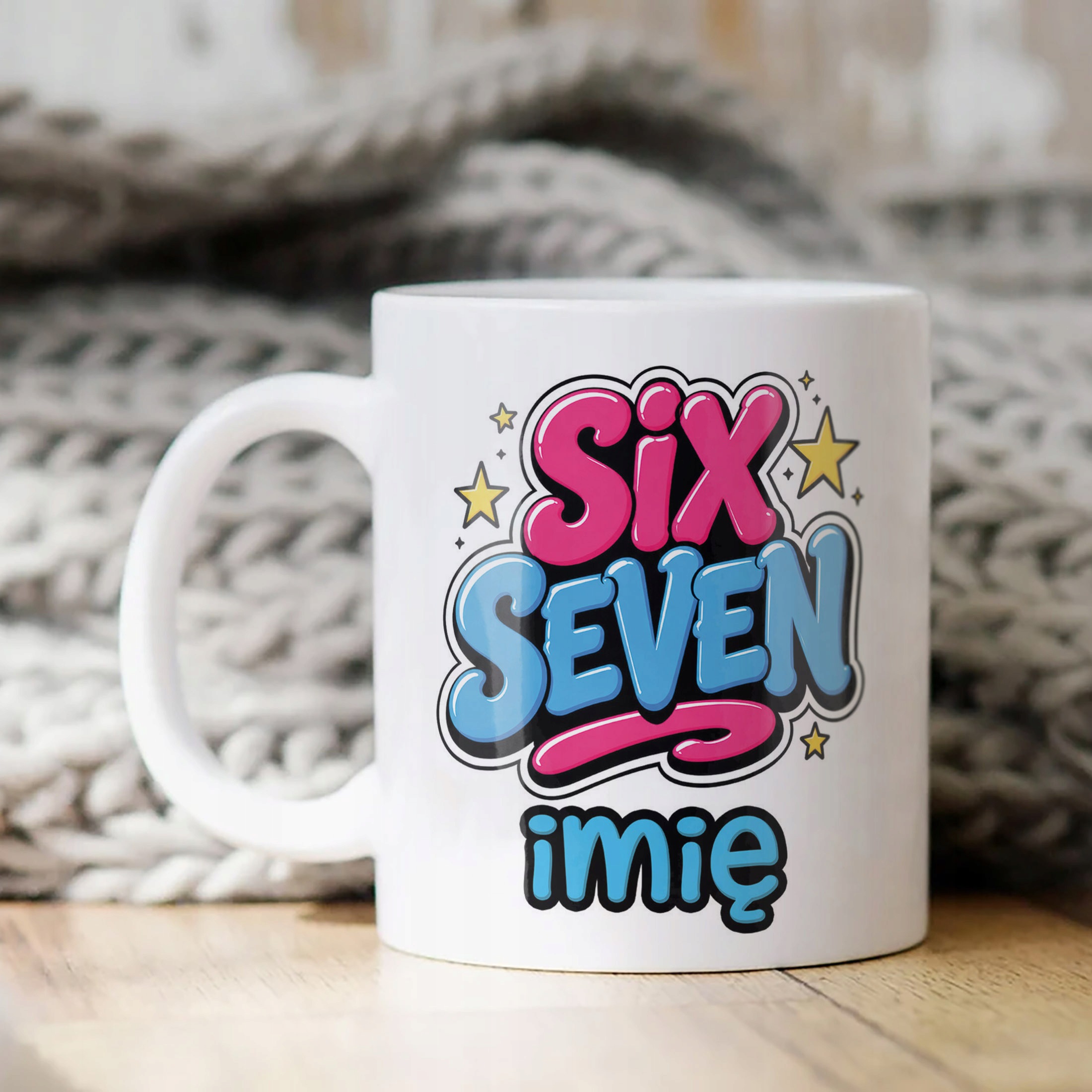 Biały Kubek z nadrukiem personalizowany 67 SIX SEVEN Dla Dzieci Prezent