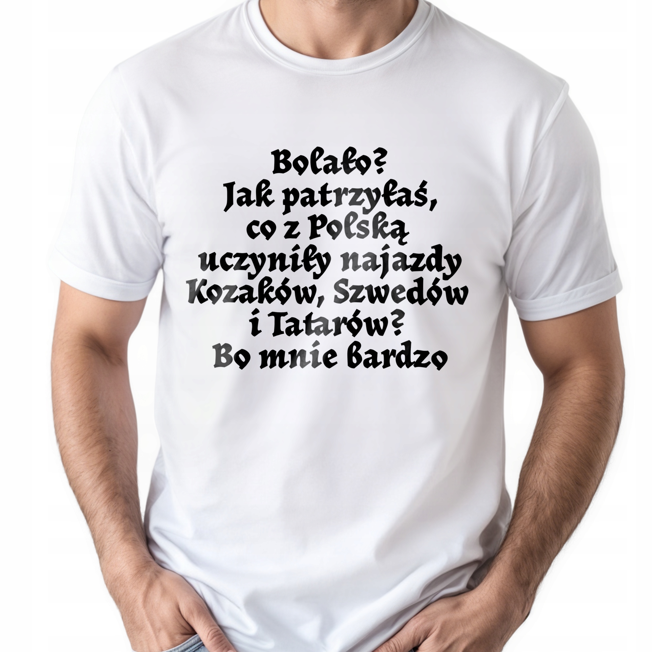 Koszulka biała męska 1670 Bolało Jak Patrzyłaś r. 3XL