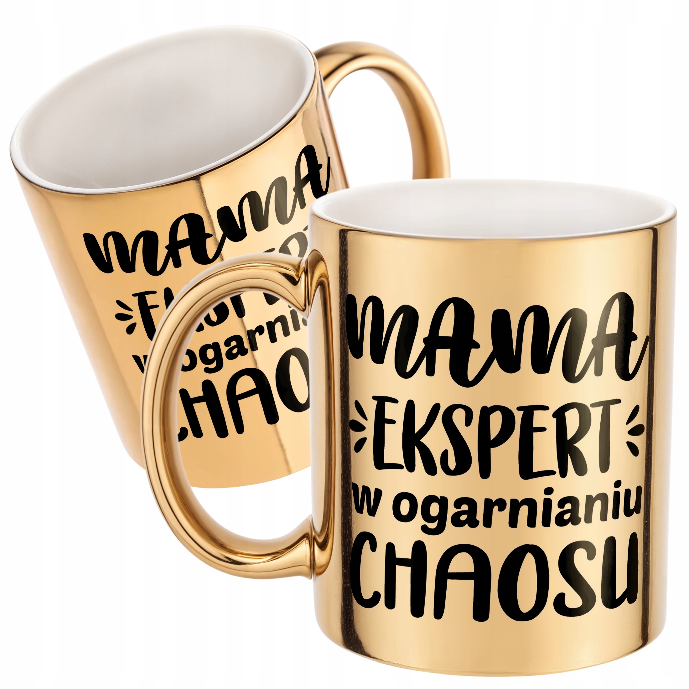 Złoty Kubek ceramiczny Dzień Matki Dla Mamy Ekspert W Ogarnianiu Chaosu