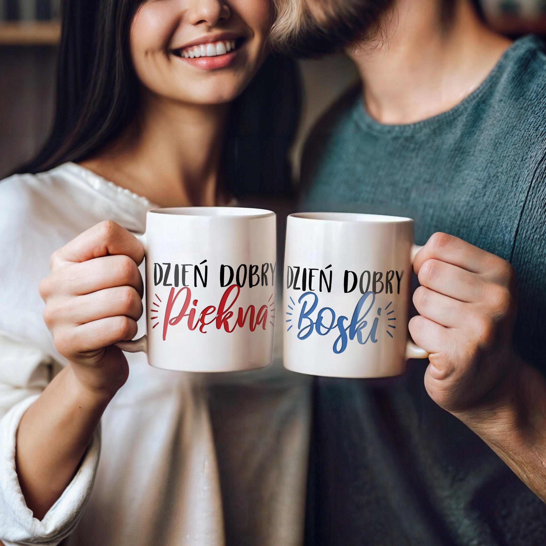 Zestaw kubków na Walentynki Dzień Dobry Piękna Boski Prezent Dla Pary