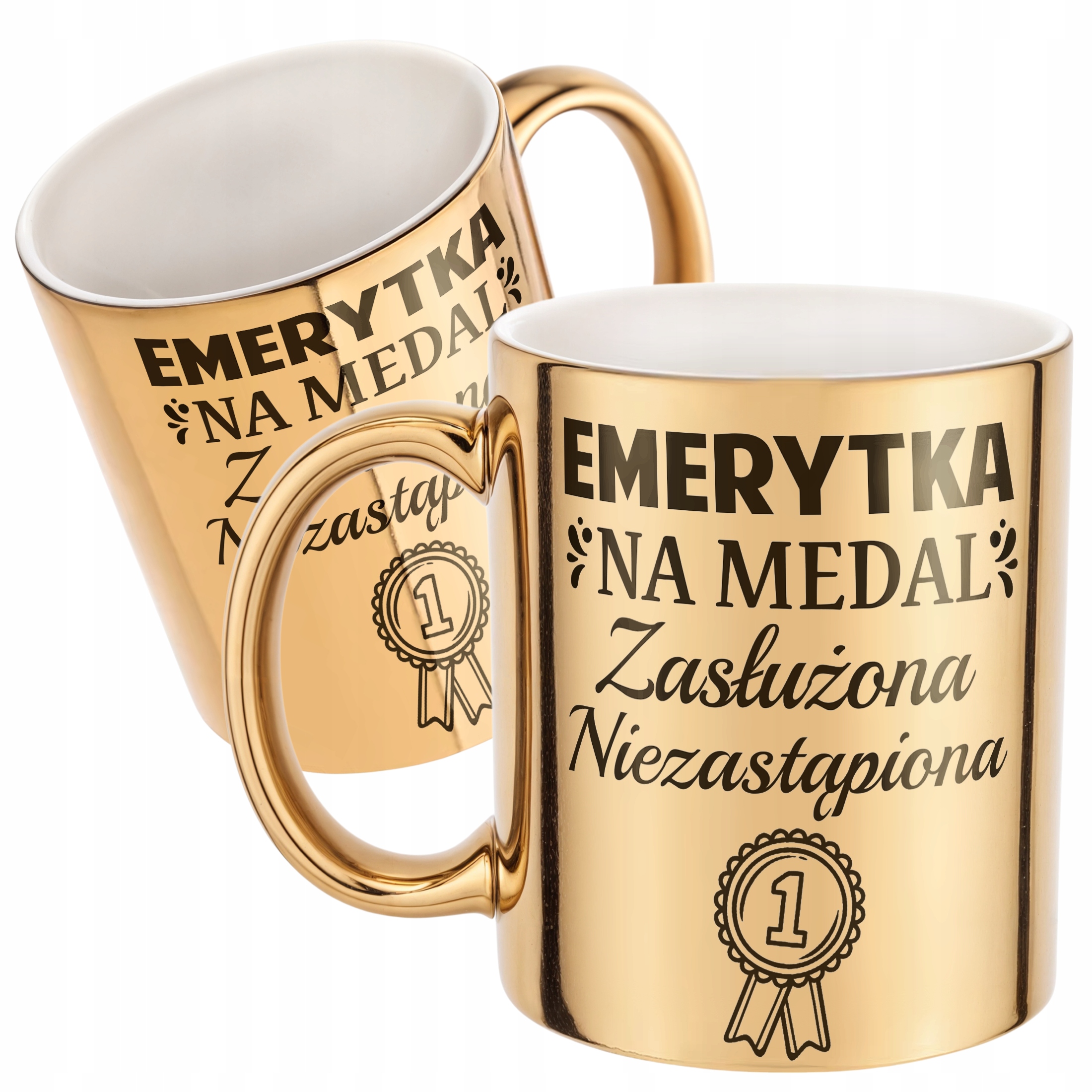 Złoty Kubek ceramiczny z okazji Emerytury Dla Emerytki Prezent Upominek
