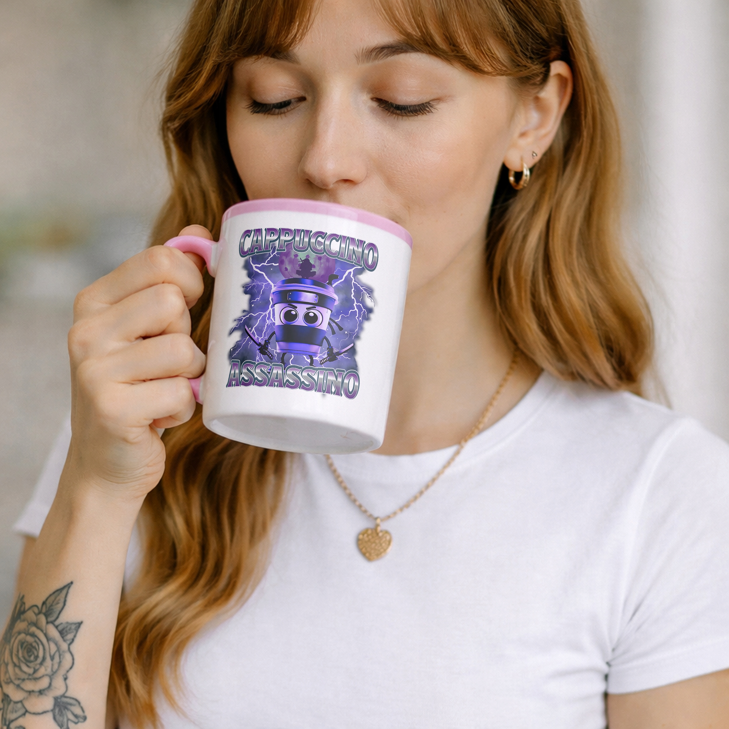 Kubek Różowy Cappuccino Assassino viral tiktok brainrot