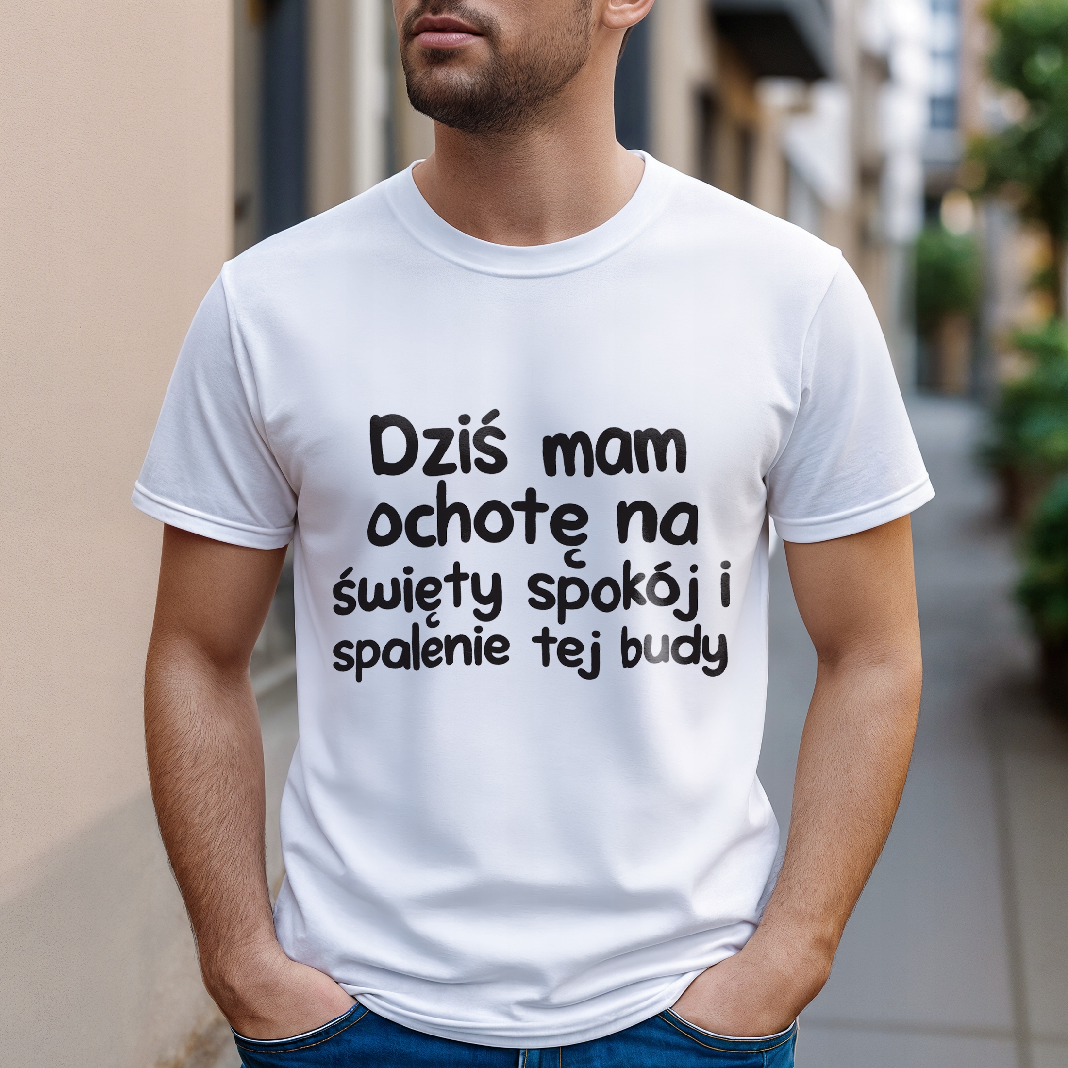 Koszulka biała męska Dziś Mam Ochotę Na Zabawny Prezent