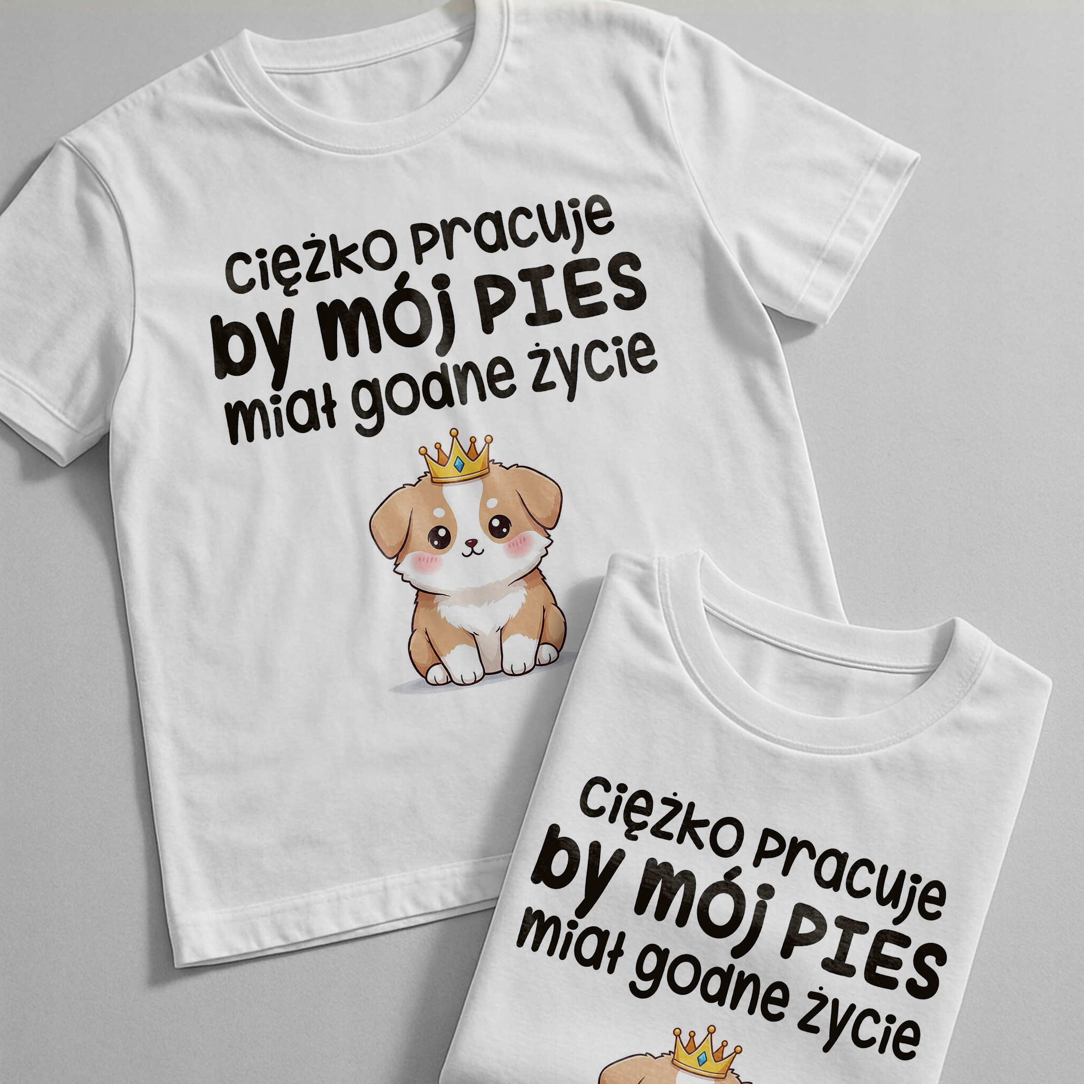 Koszulka biała męska Ciężko Pracuję By Mój Pies Zabawny Prezent r. 3XL