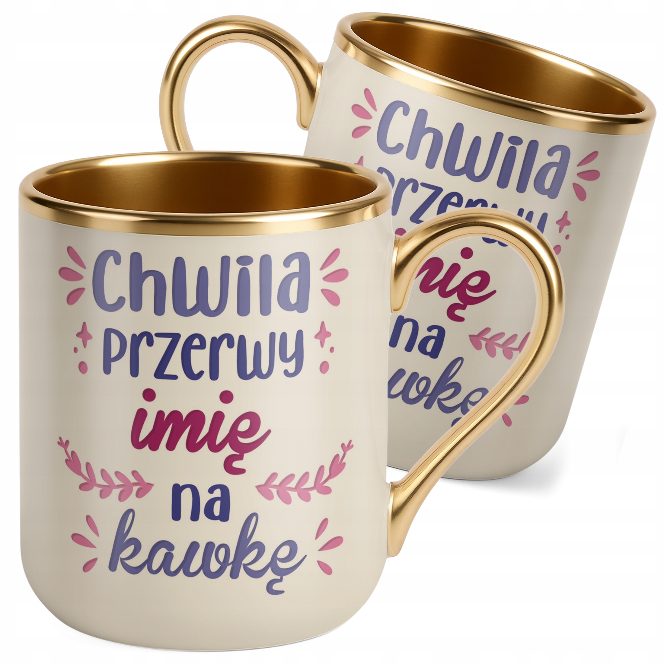 Kubek Premium Złoty Ecru Personalizowany Dzień Kobiet Zabawny