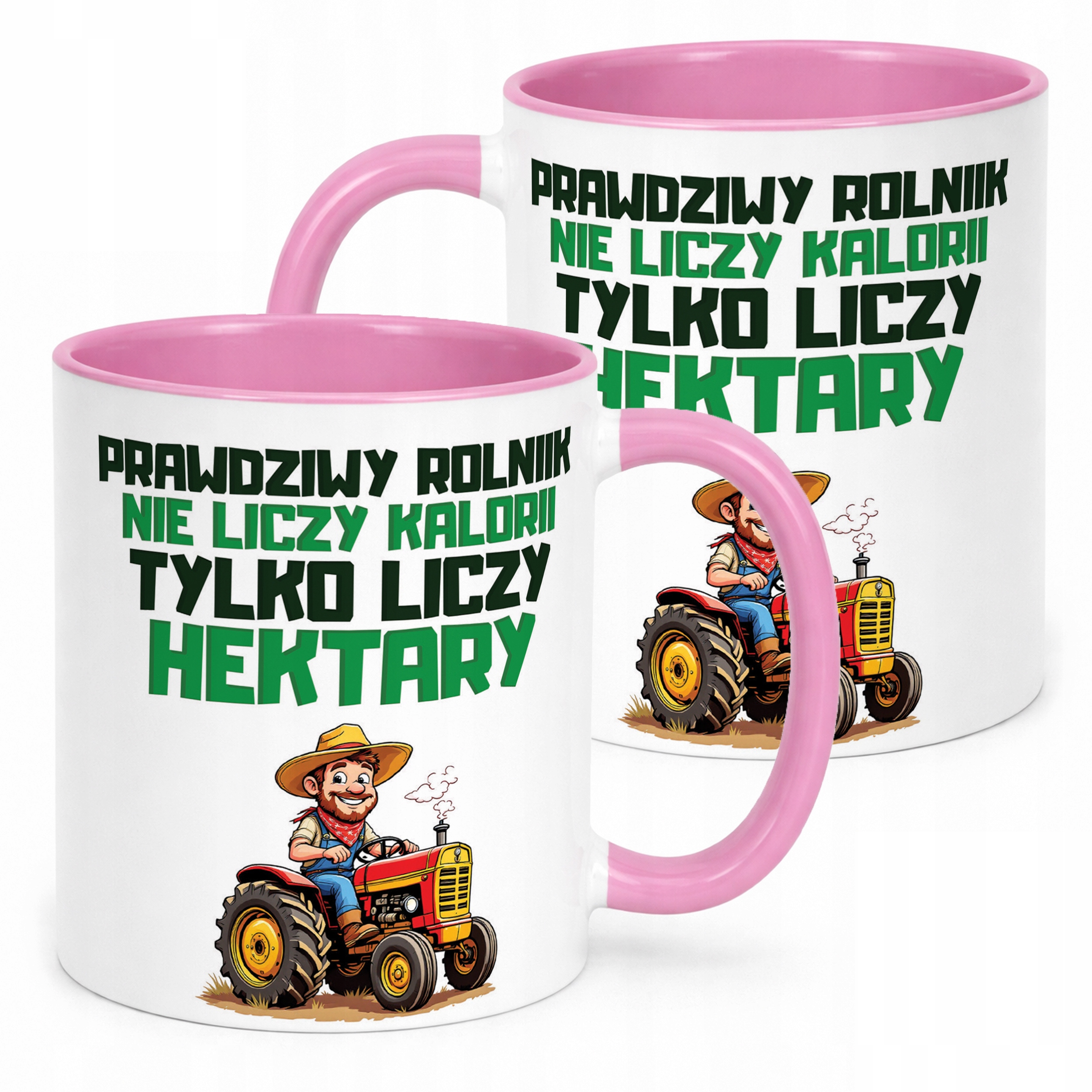 Kubek Różowy Rolnik Dla Rolnika Traktor Zabawny Prezent Upominek
