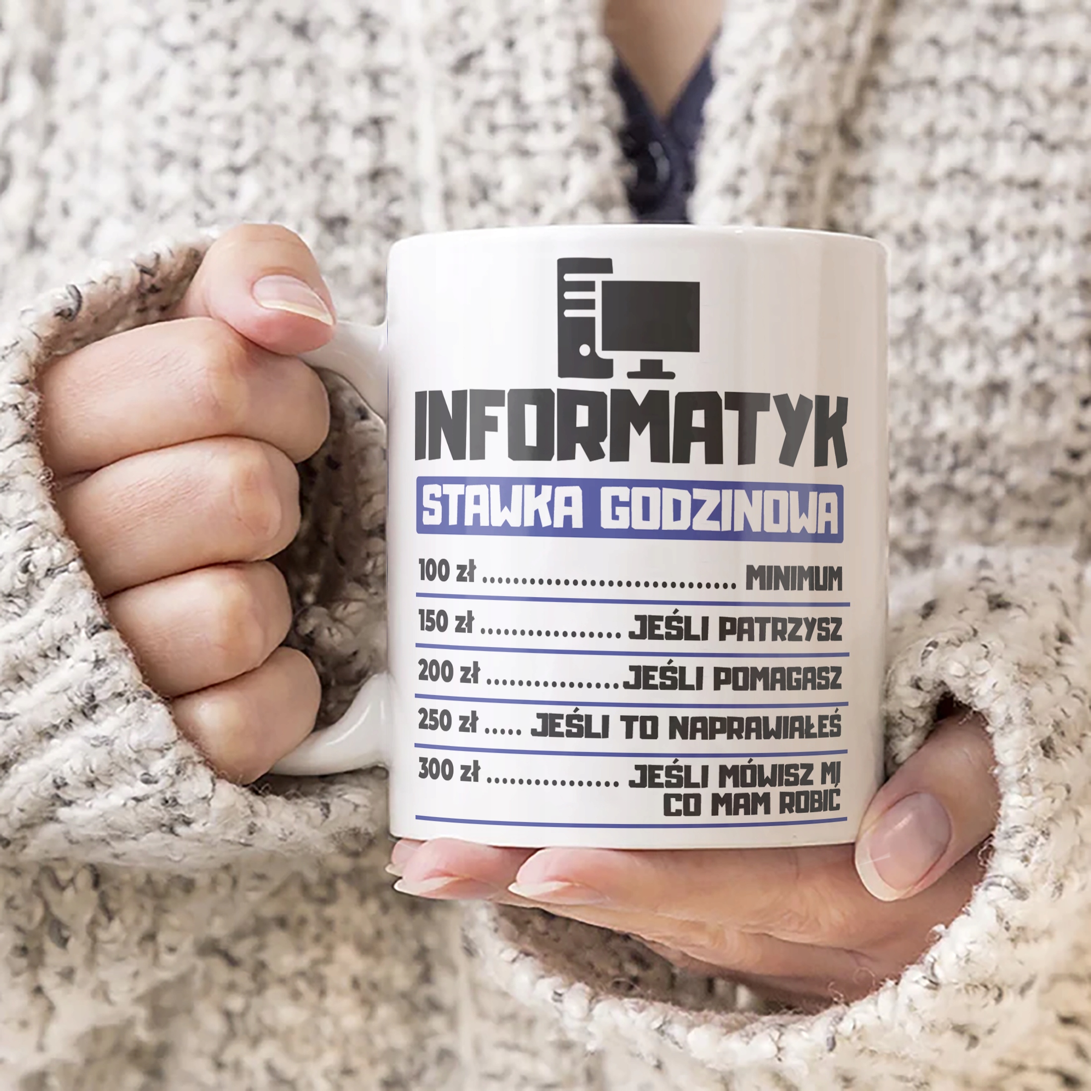 Kubek ceramiczny Informatyk Stawka Godzinowa Zabawny Prezent Upominek