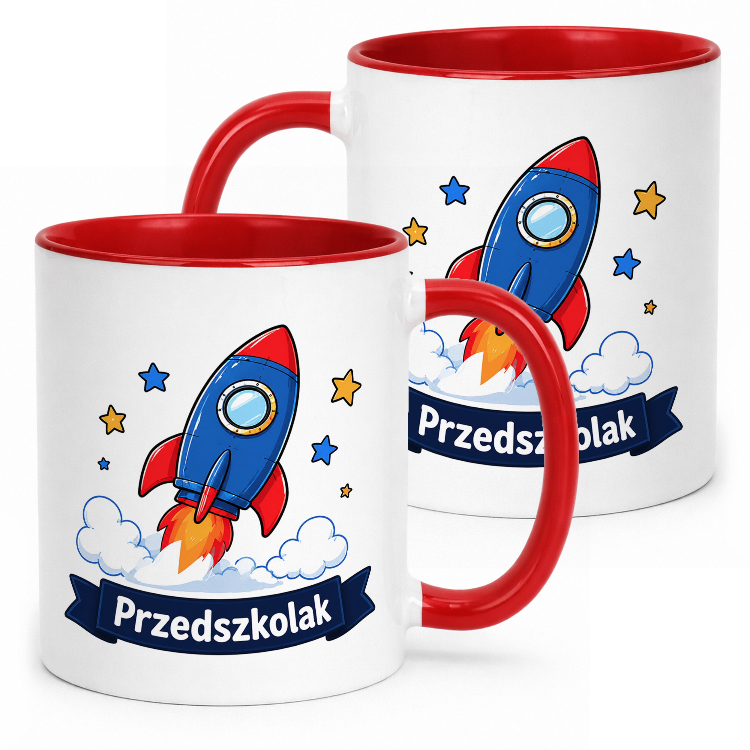 Kubek Czerwony z nadrukiem Przedszkolak Szkoła Dla Dzieci Prezent