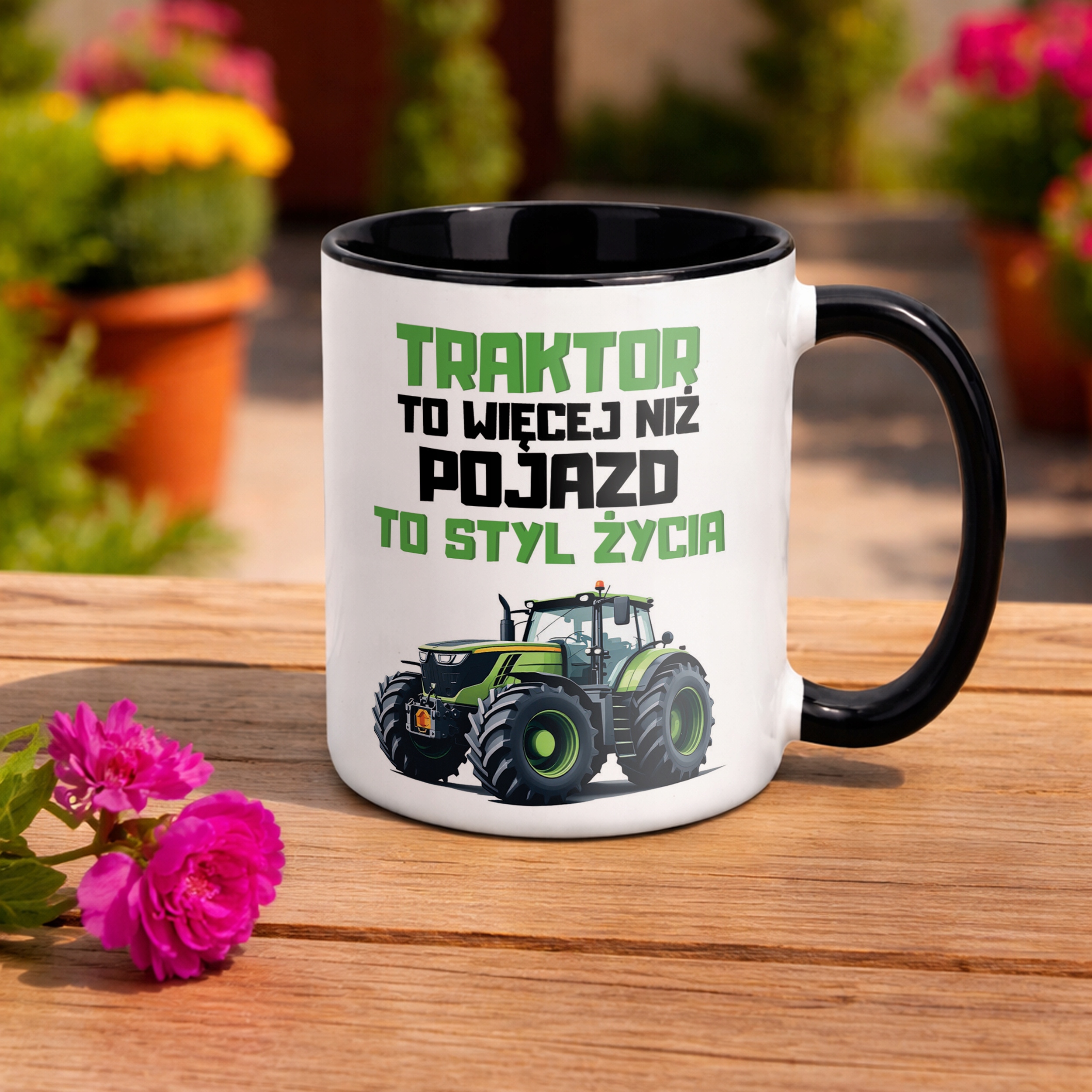 Kubek Czarny Rolnik Dla Rolnika Traktor Zabawny Prezent Upominek