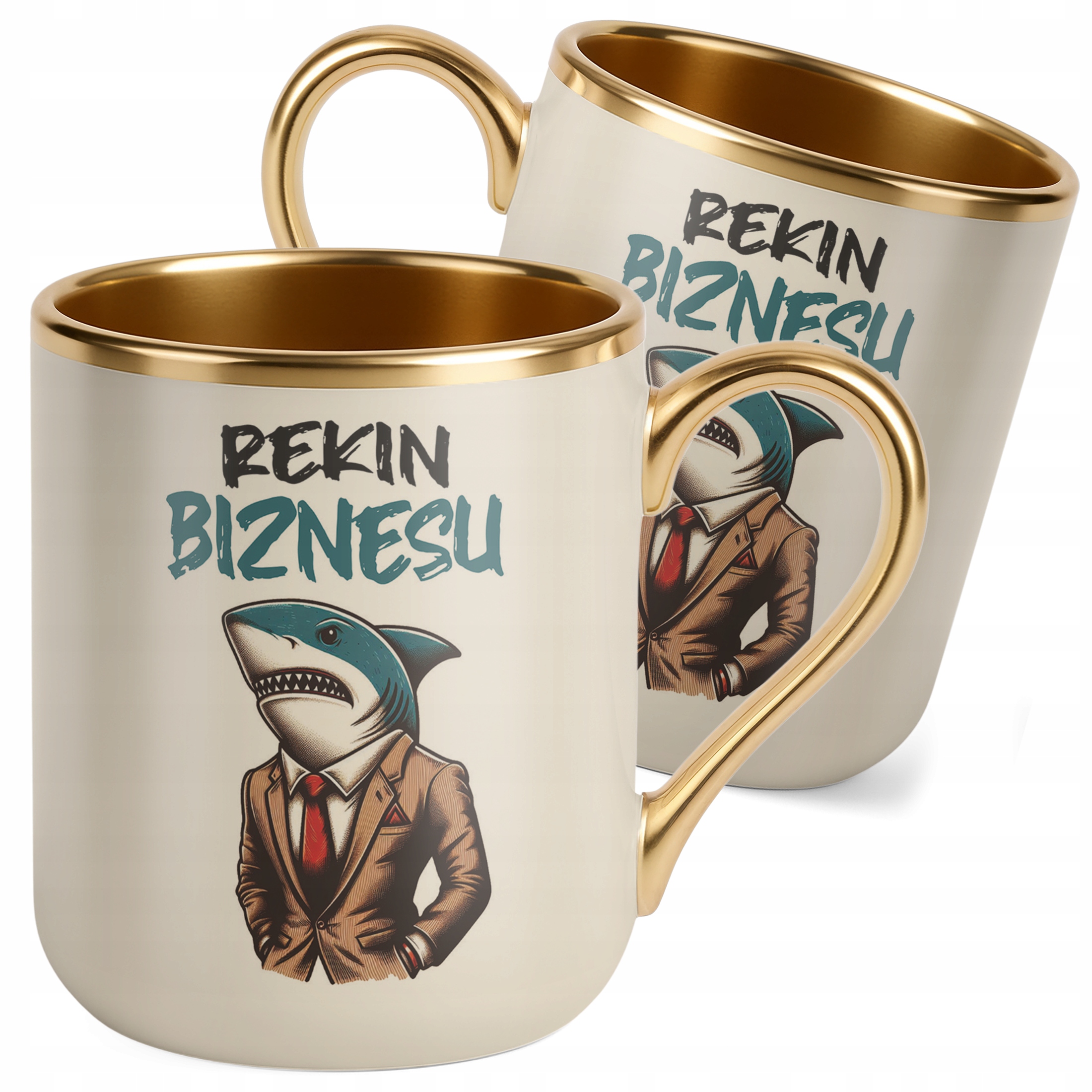 Kubek Premium Złoty Ecru Dla Rekina Biznesu Zabawny Prezent Upominek