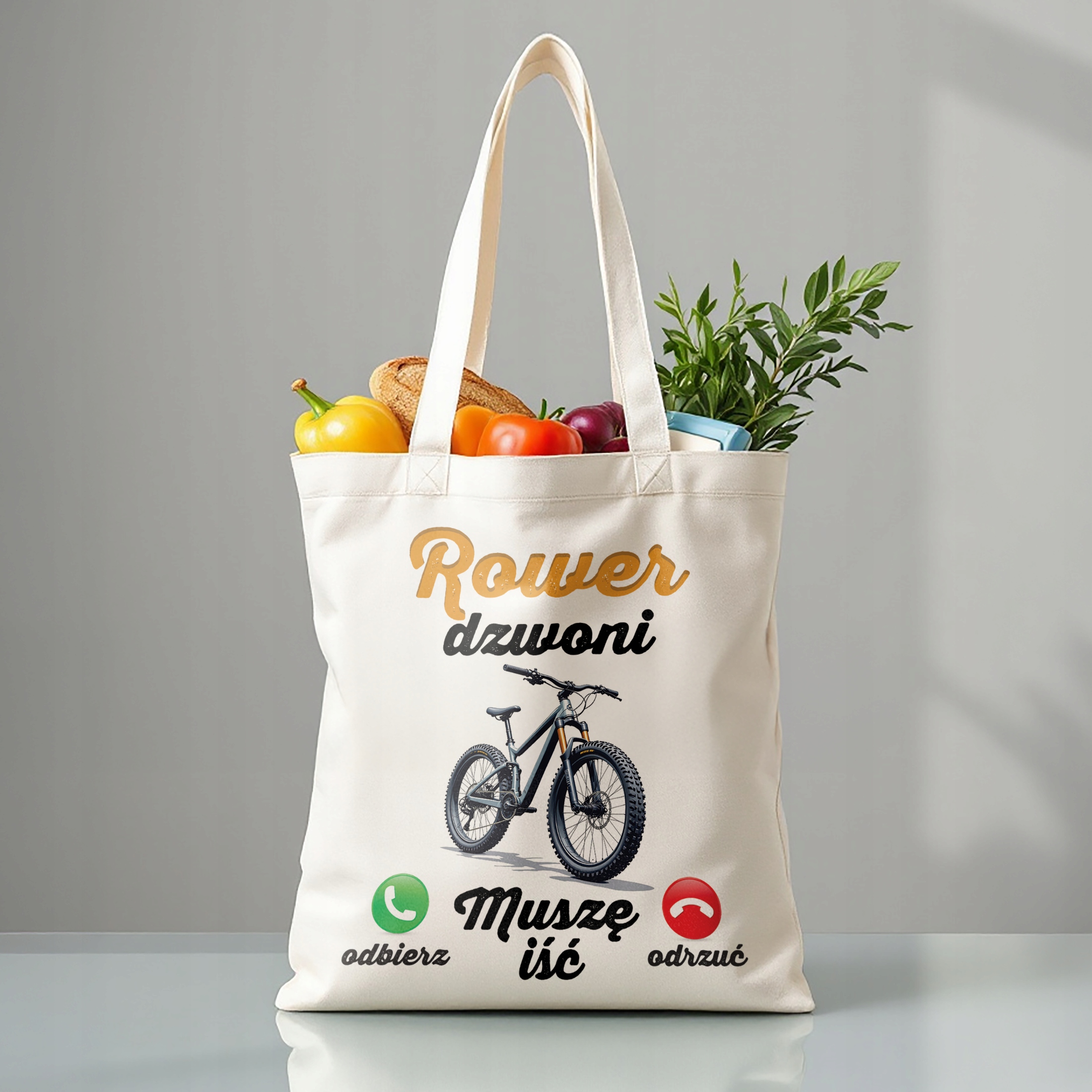 Torba bawełniana premium Rower Dzwoni Kolarz Prezent