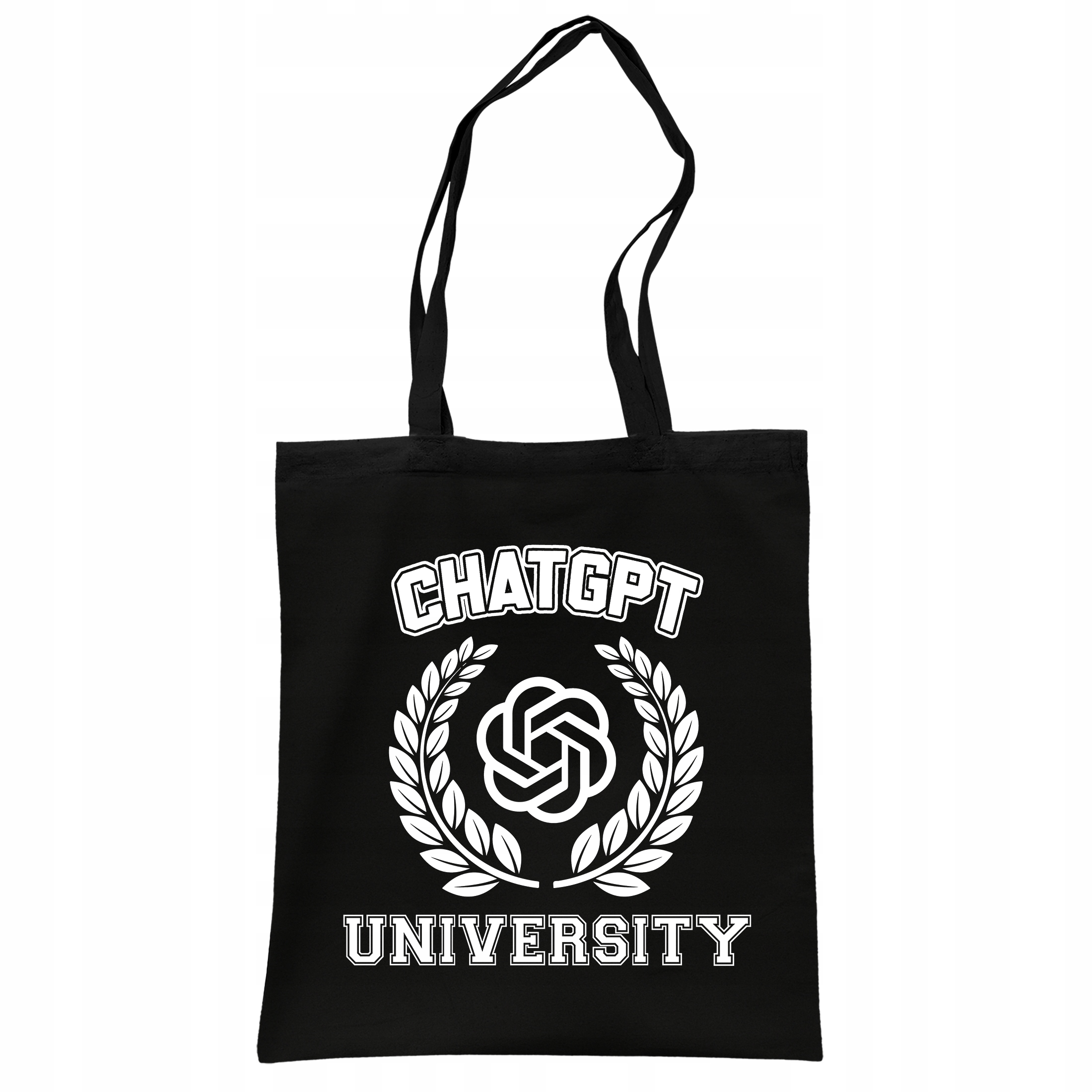Torba bawełniana czarna na zakupy ChatGPT University Zabawny Gadżet
