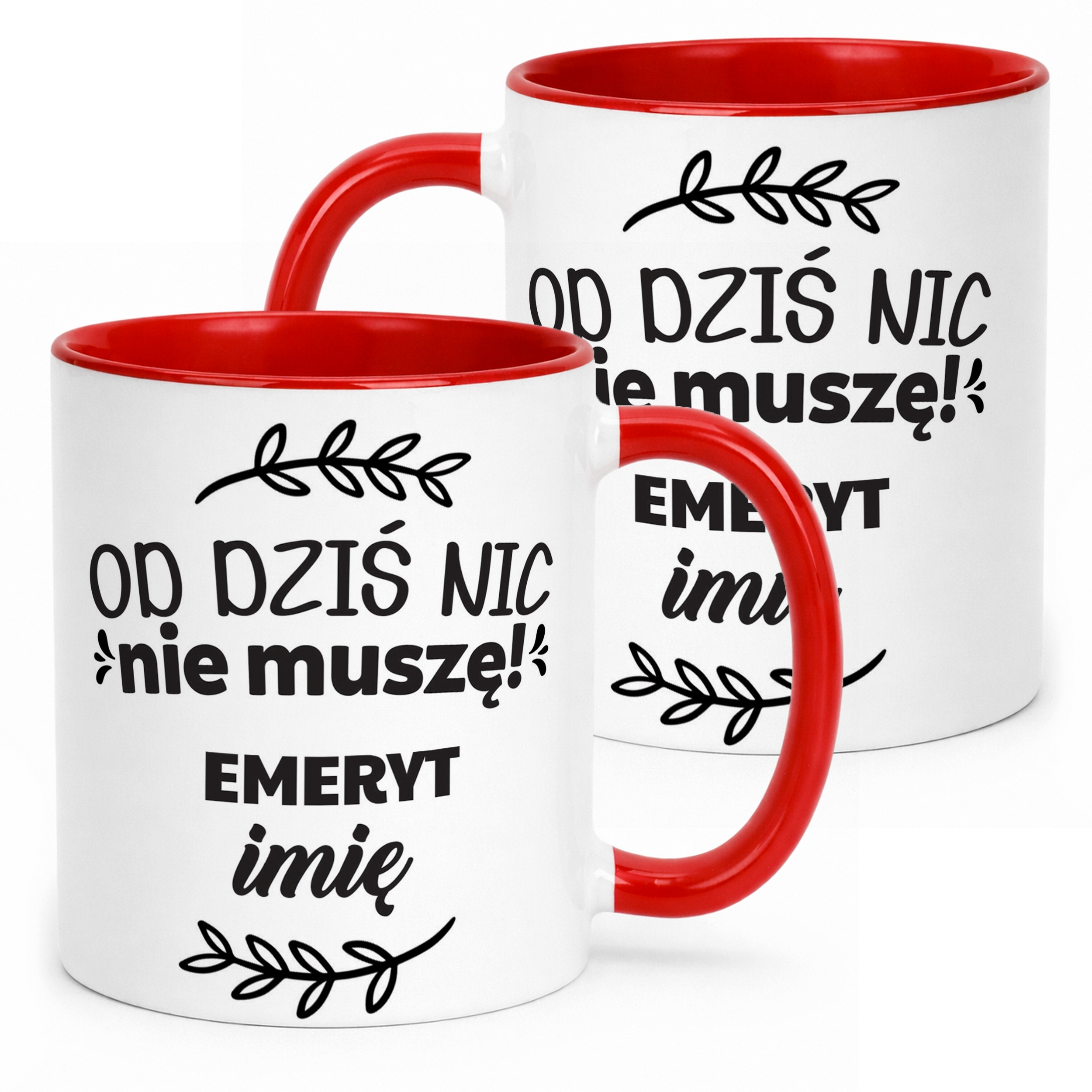 Kubek Czerwony Personalizowany z okazji Emerytury Dla Emeryta Prezent