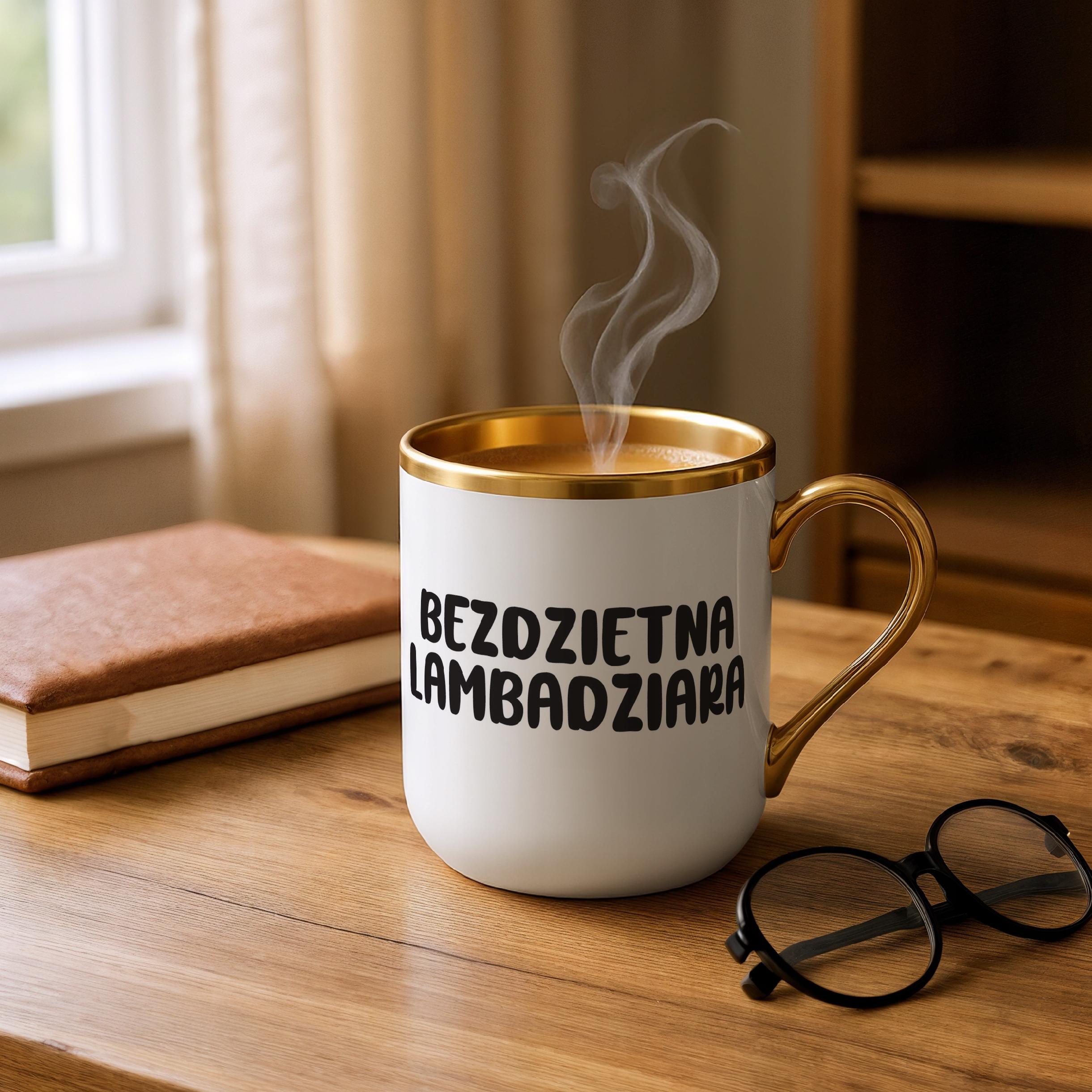Kubek Premium Złoty Bezdzietna Lambardziara Śmieszny Zabawny Prezent