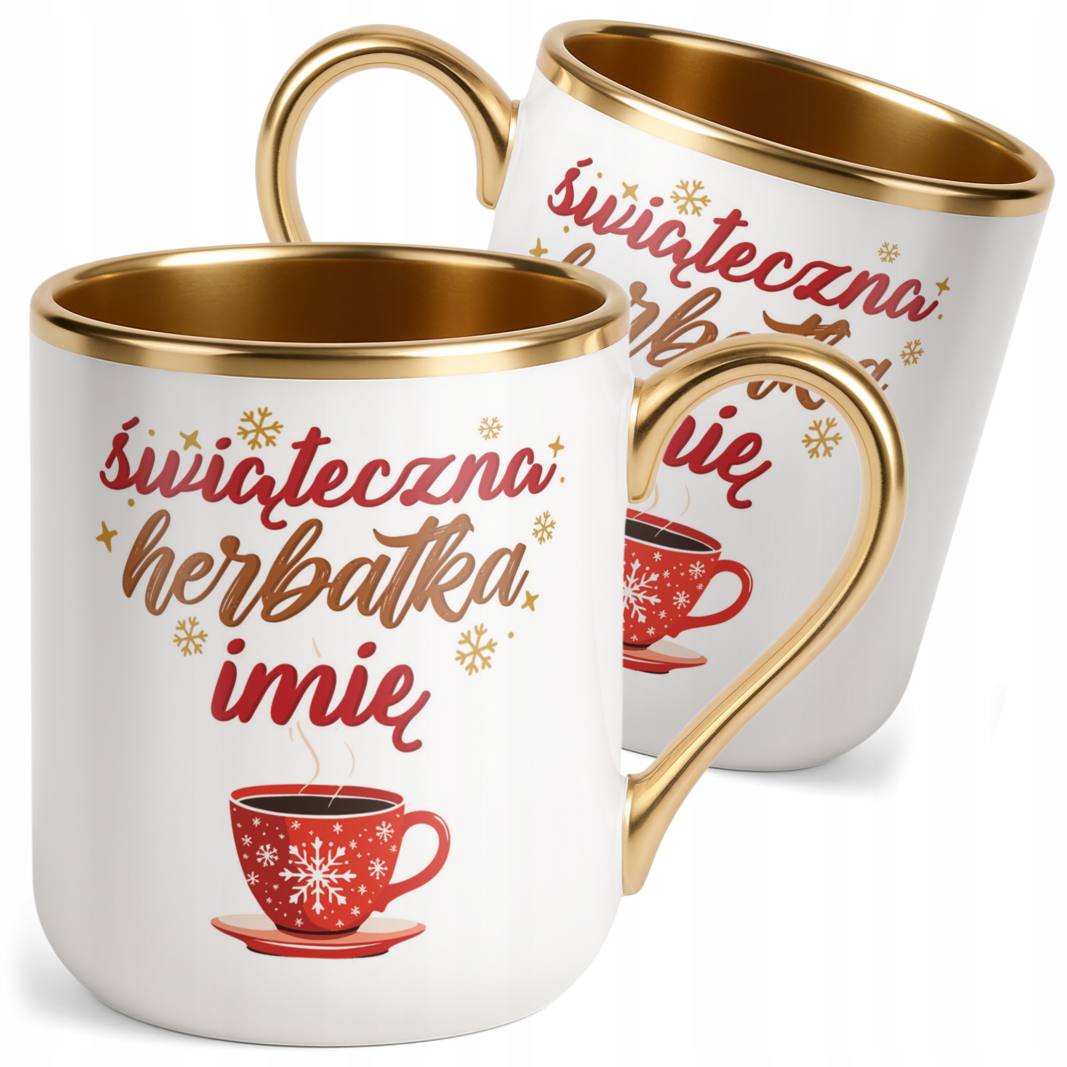 Kubek Premium Złoty Personalizowany Świąteczna Herbatka Prezent