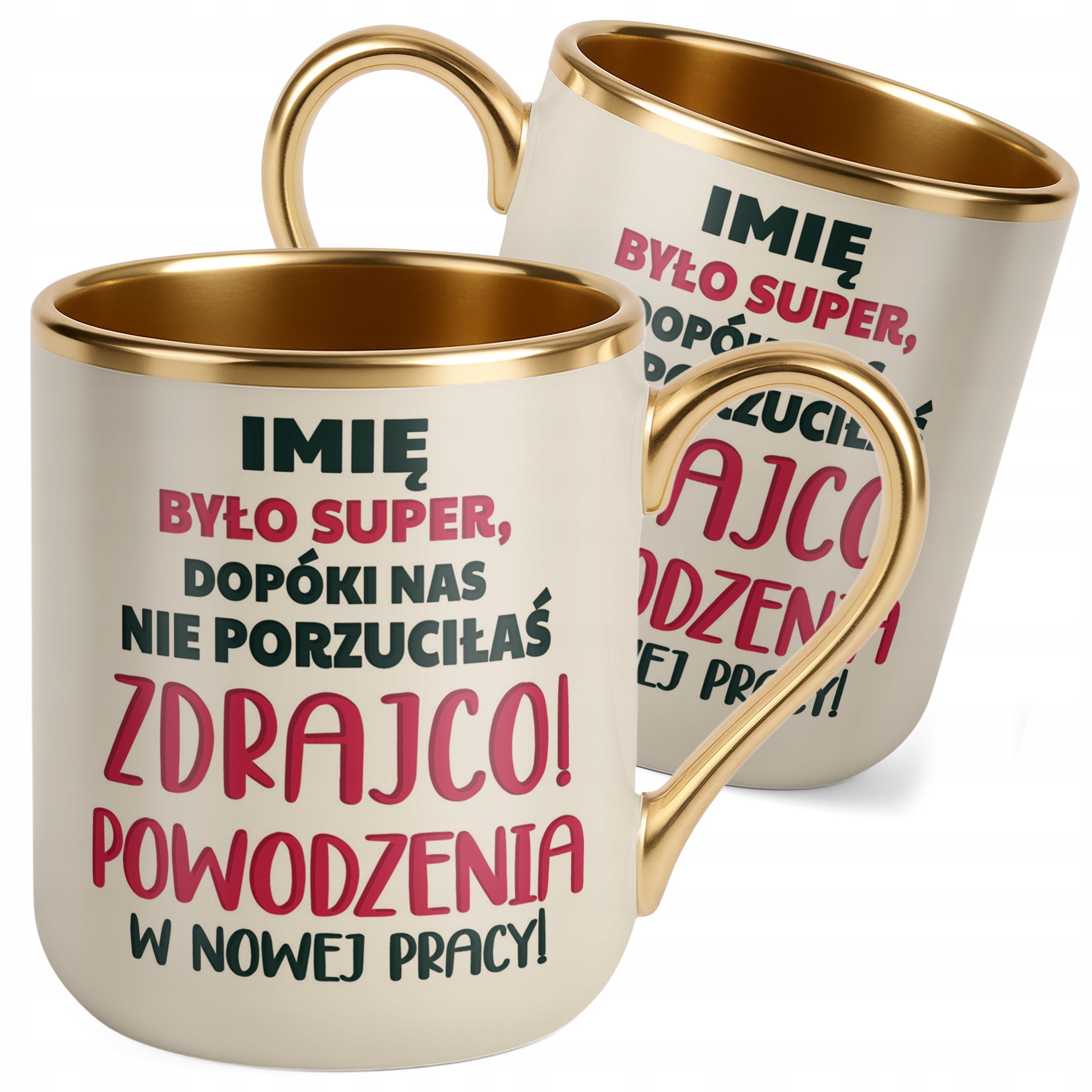 Kubek Premium Złoty Ecru Personalizowany Pożeganie Odejście z Pracy