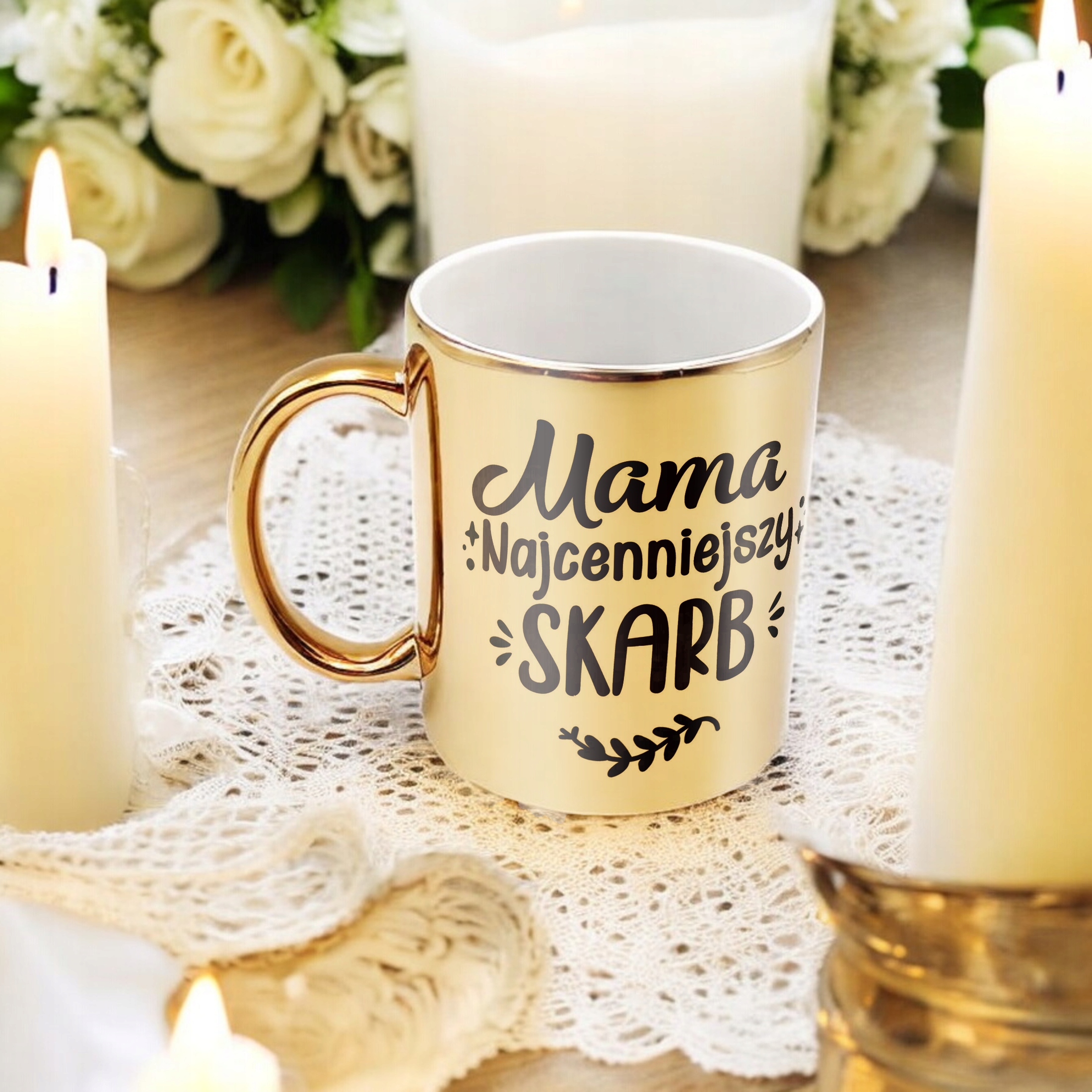 Złoty Kubek ceramiczny Dzień Matki Dla Mamy Mama Najcenniejszy Skarb