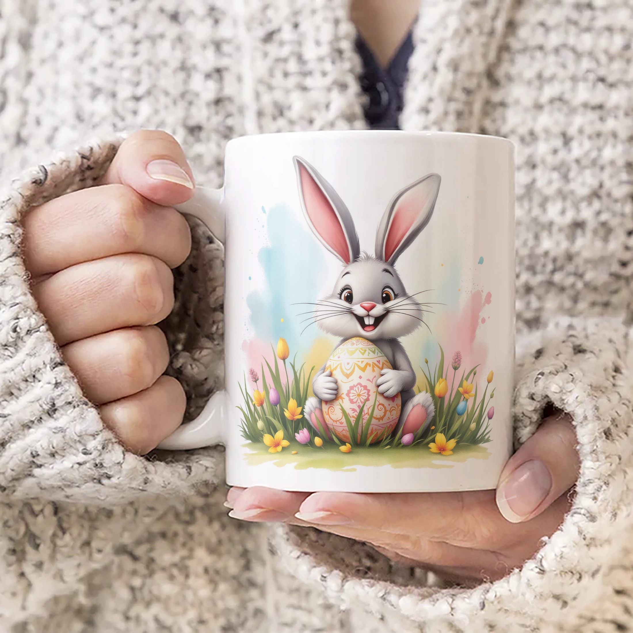 Kubek ceramiczny Wielkanocny Z okazji Świąt Wielkanocnych Zając Wiosna