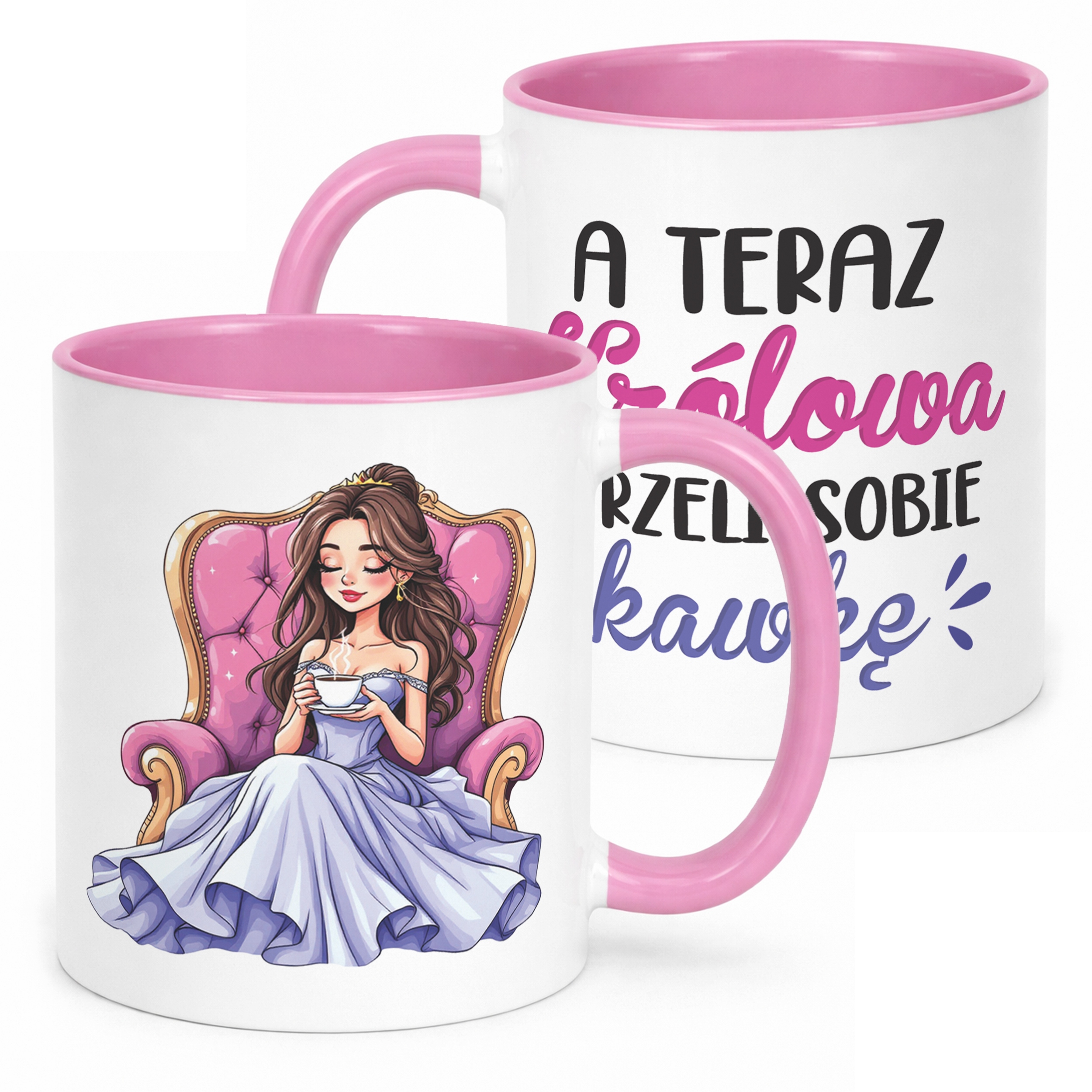 Kubek Różowy Królowa Kawa Dla Kobiety Dzień Kobiet Prezent