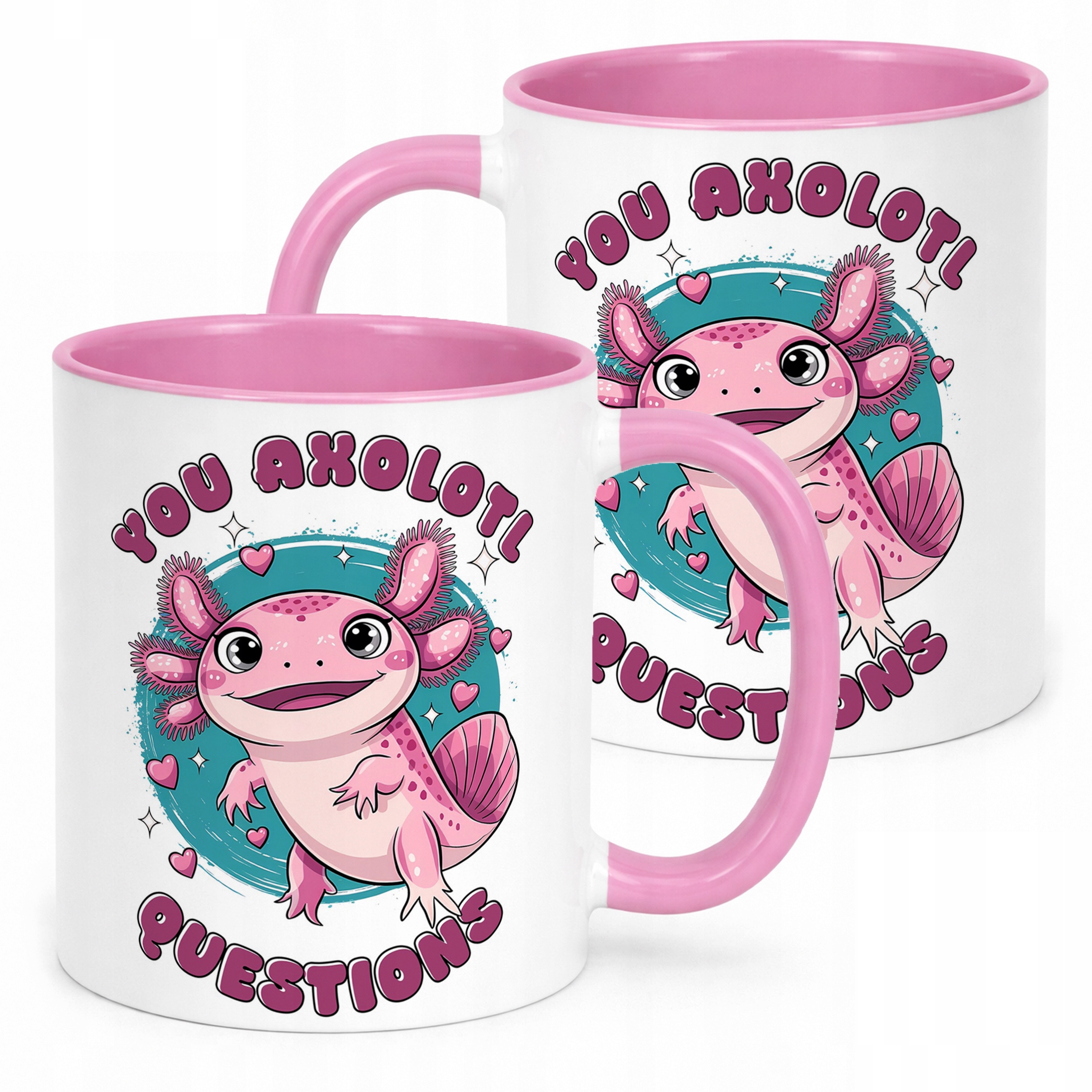 Różowy kubek 330ml dla dziecka Aksolotl Axolotl Słodki Różowy Zwierzak HIT