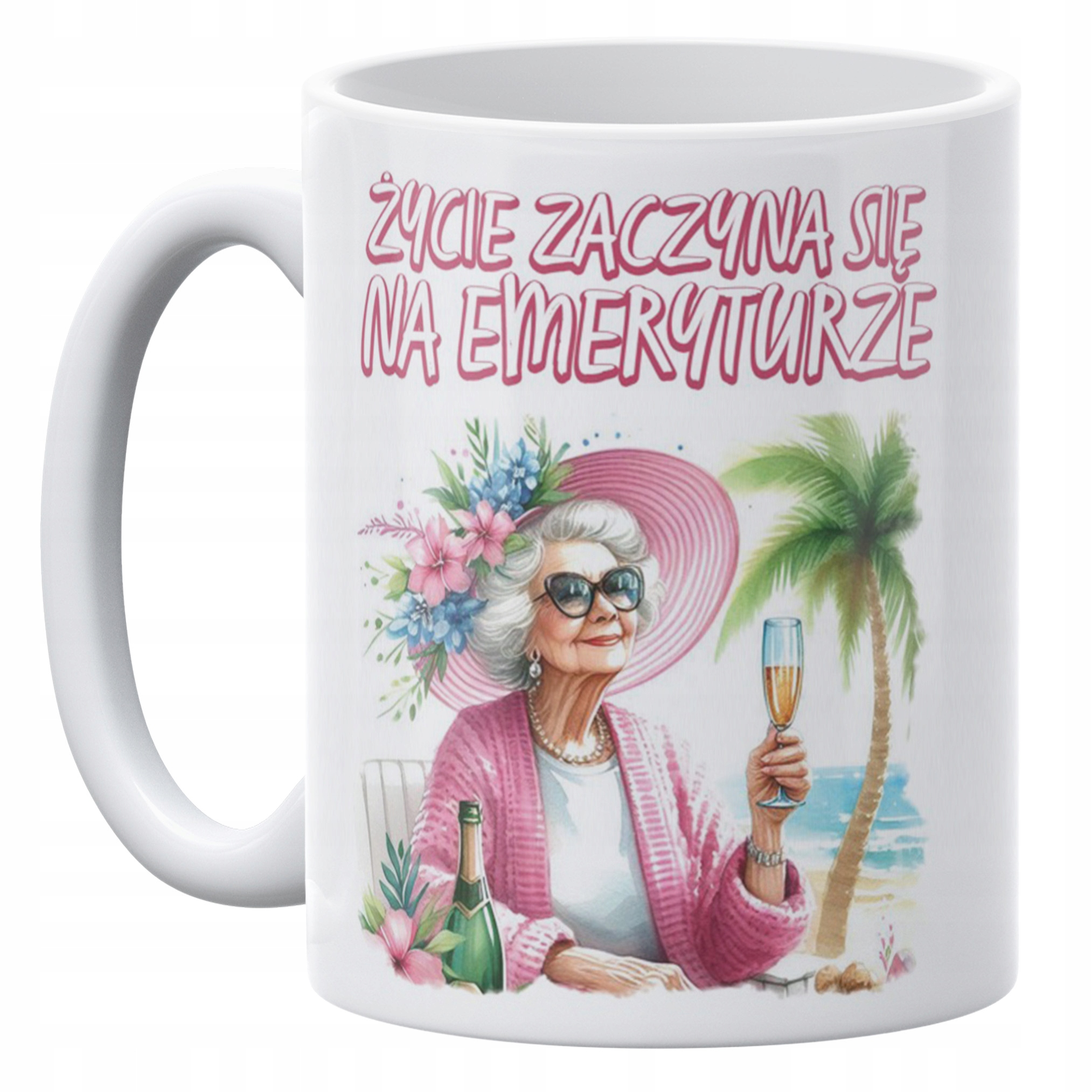 Zestaw Kubek + Poduszka 38×38 cm Emerytura Dla Emerytki Z Okazji Emerytury