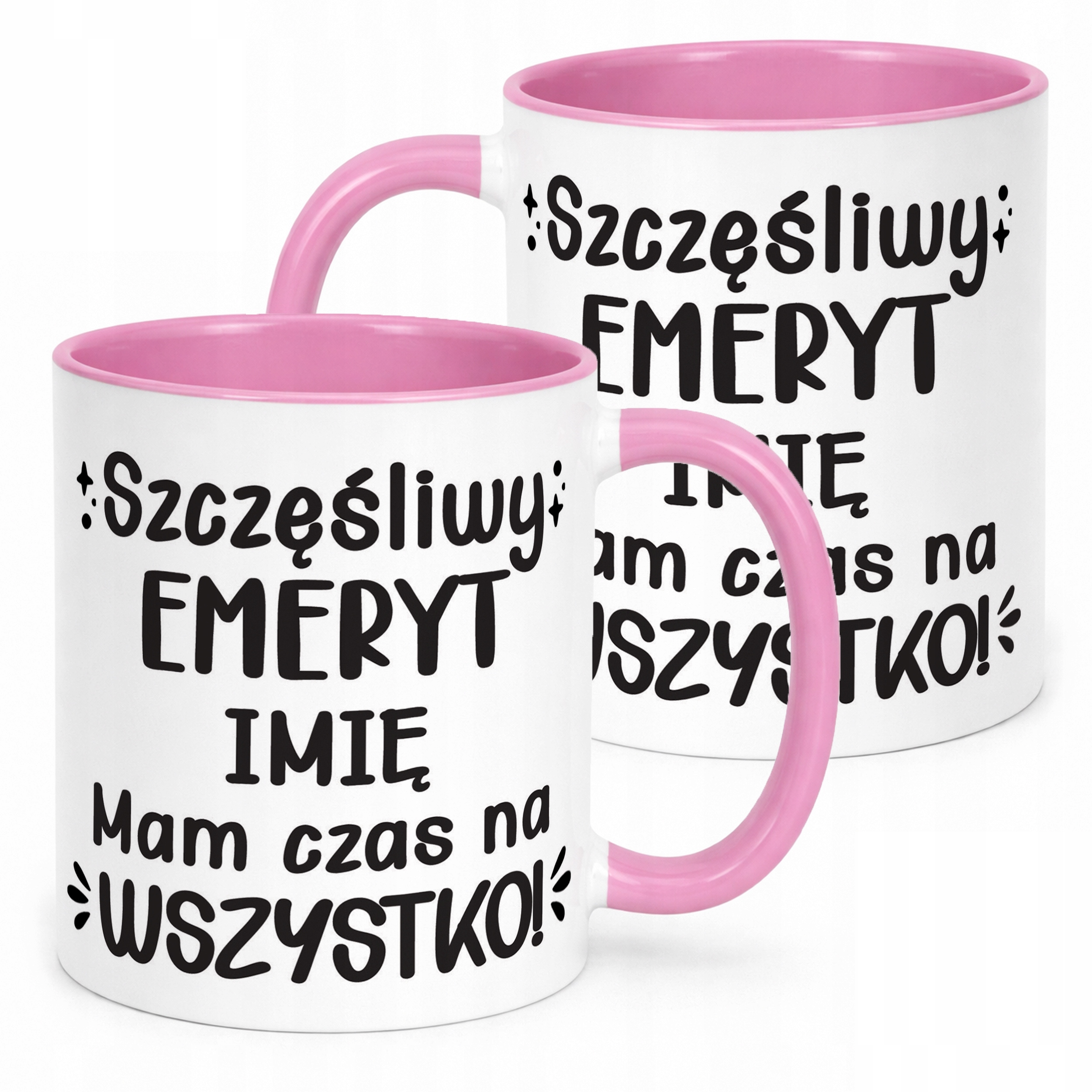 Kubek Różowy Personalizowany z okazji Emerytury Dla Emeryta Prezent