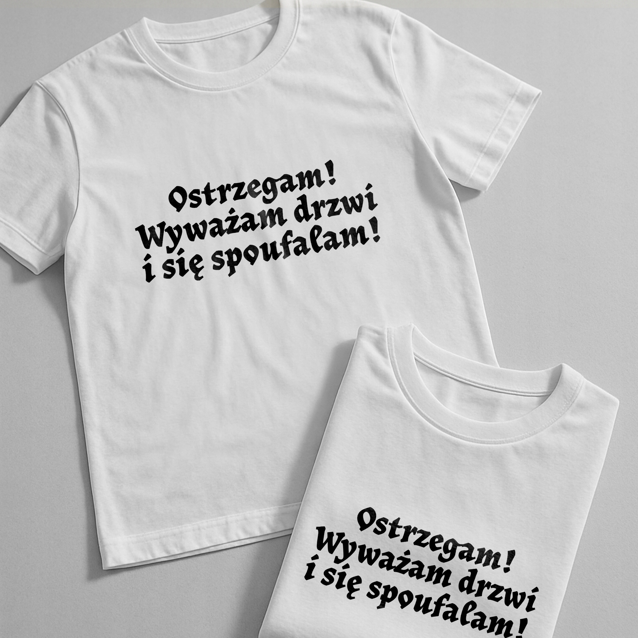 Koszulka biała męska 1670 Ostrzegam Wyważam Drzwi r. 3XL