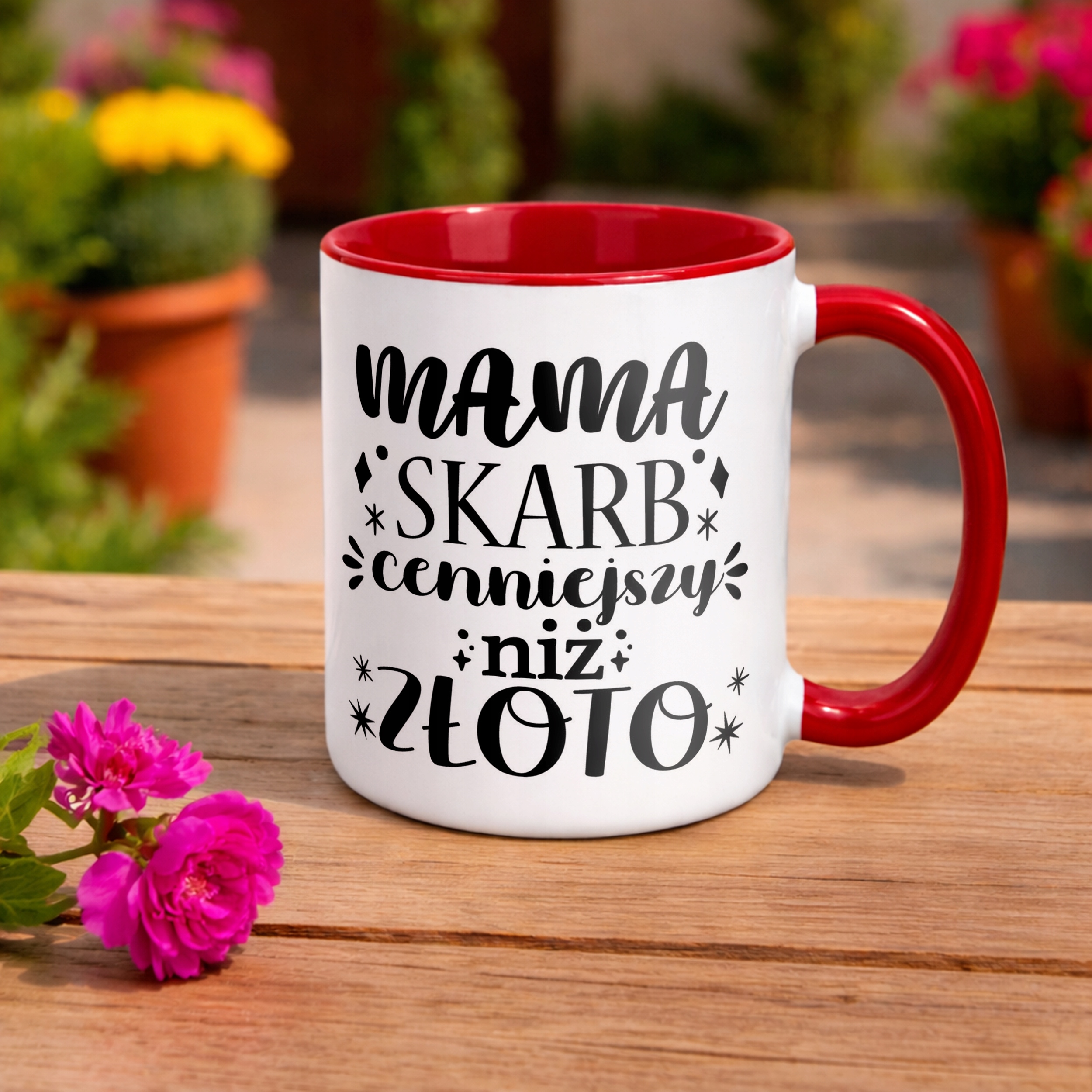 Kubek Czerwony Dzień Matki Dla Mamy Prezent Skarb Cenniejszy Niż Złoto