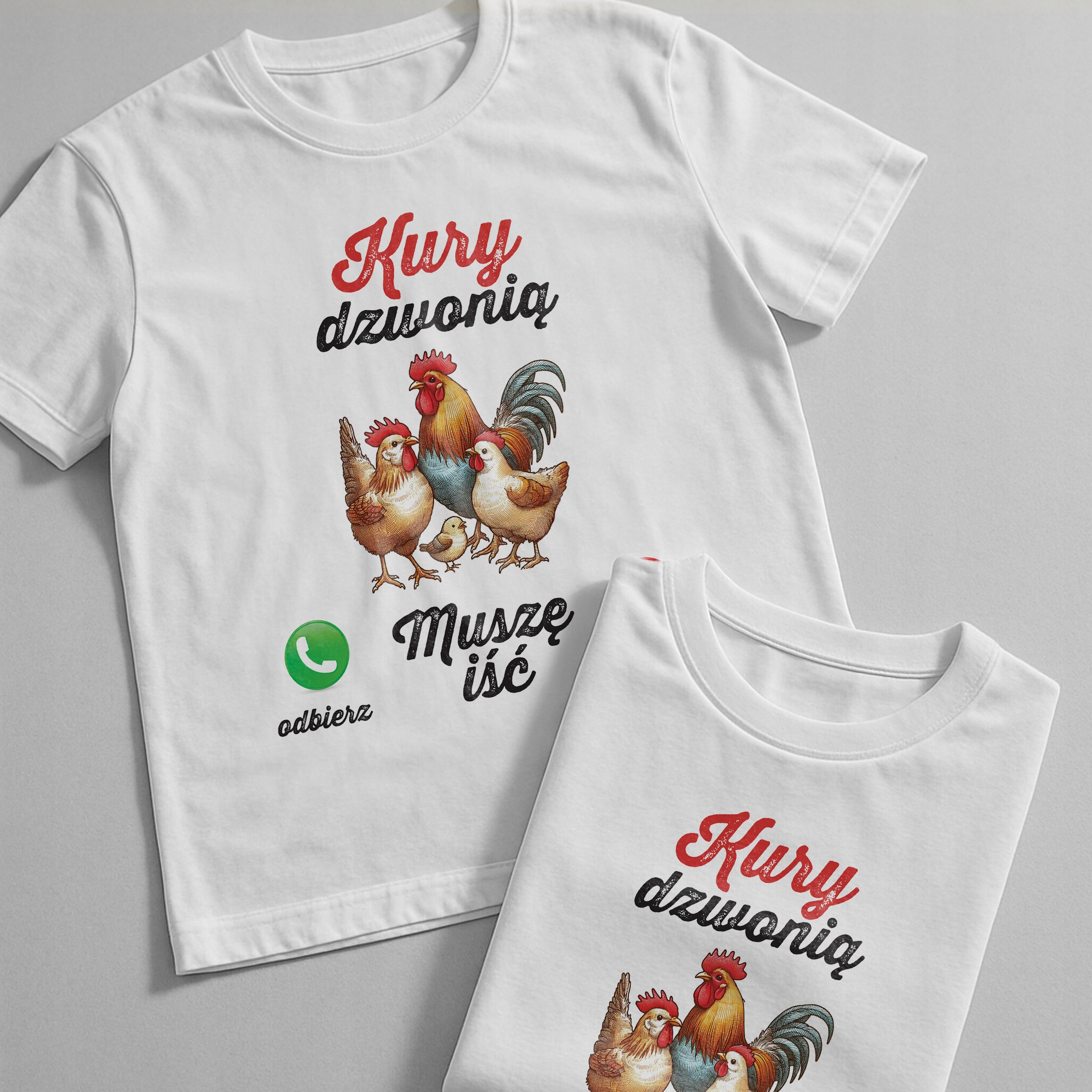 Koszulka biała męska Kury Dzwonią Zabawny Prezent r. 3XL