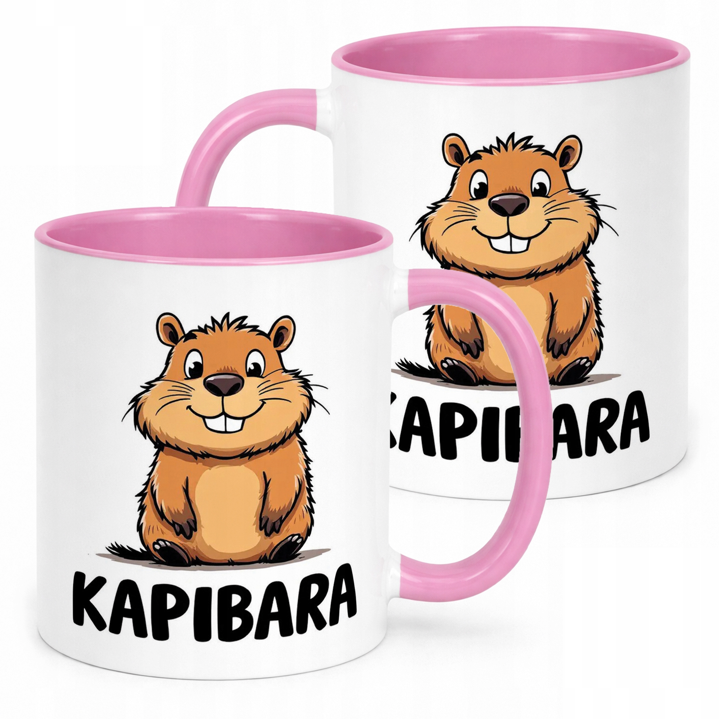 Kubek Różowy Kapibara Capybara Zwierzak Słodki Dla Dzieci Prezent