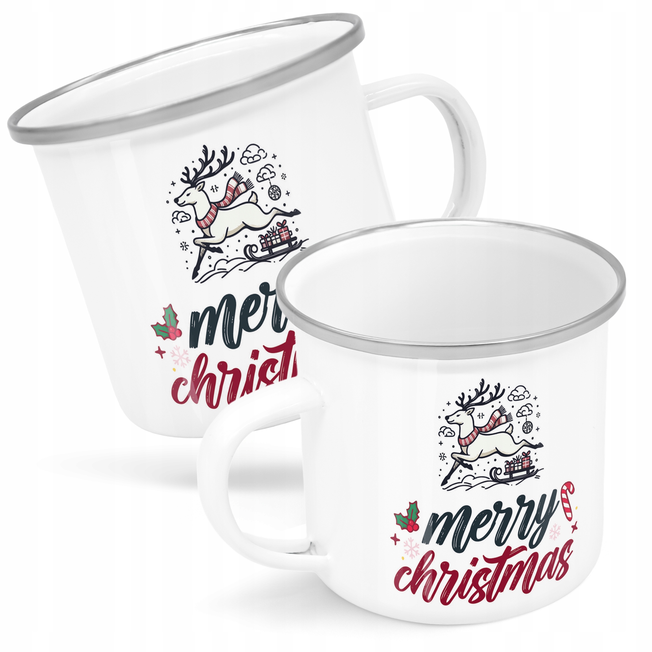 Emaliowany Kubek Garnuszek Świąteczny Merry Christmas Boże Narodzenie