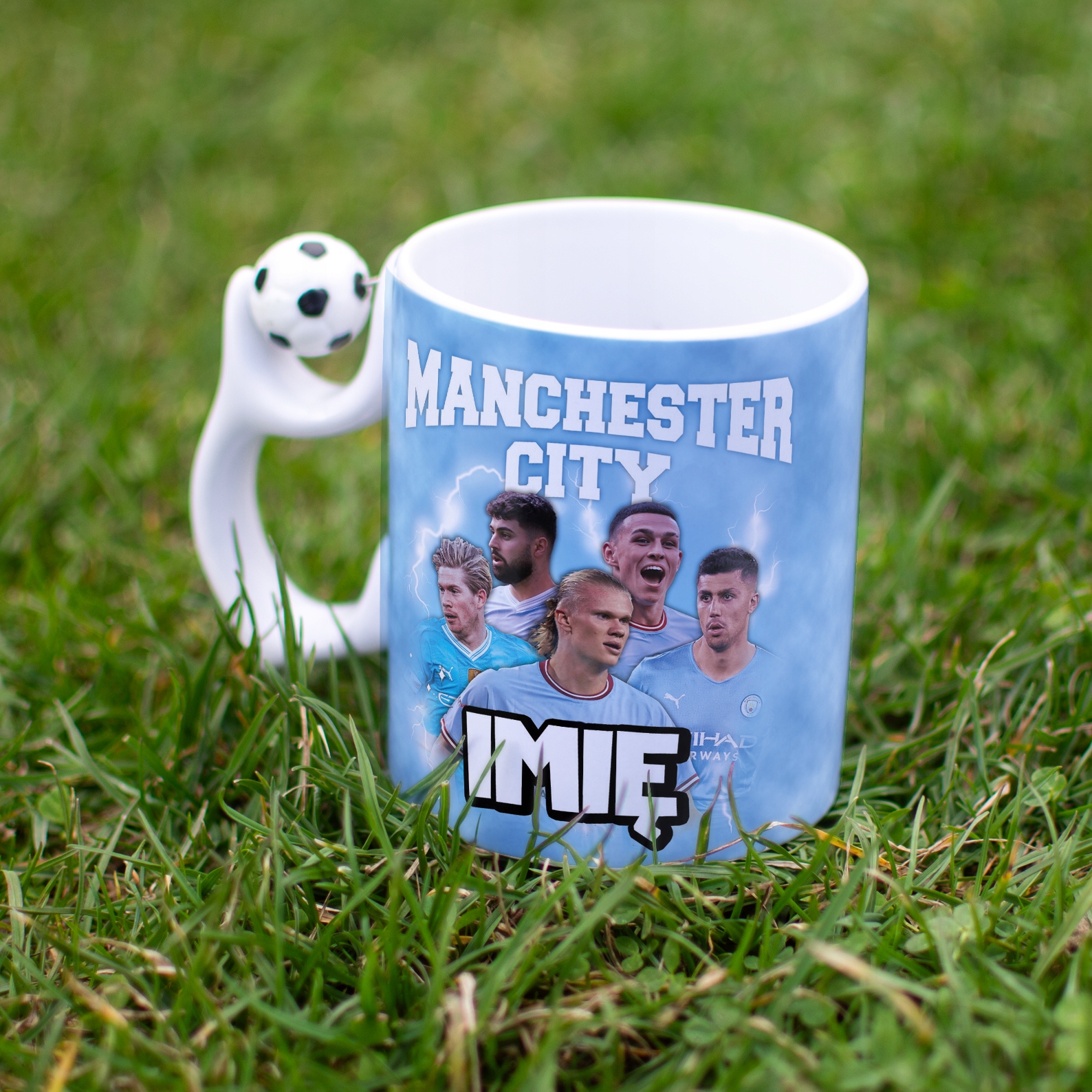 Kubek piłkarski personalizowany Manchester City Haaland De Bruyne