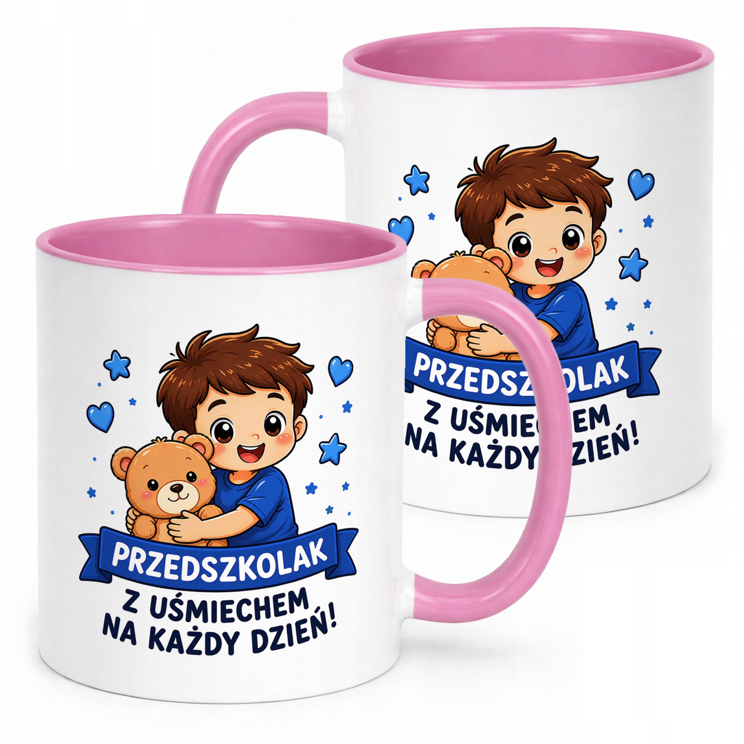 Kubek Różowy z nadrukiem Przedszkolak Szkoła Dla Dzieci Prezent