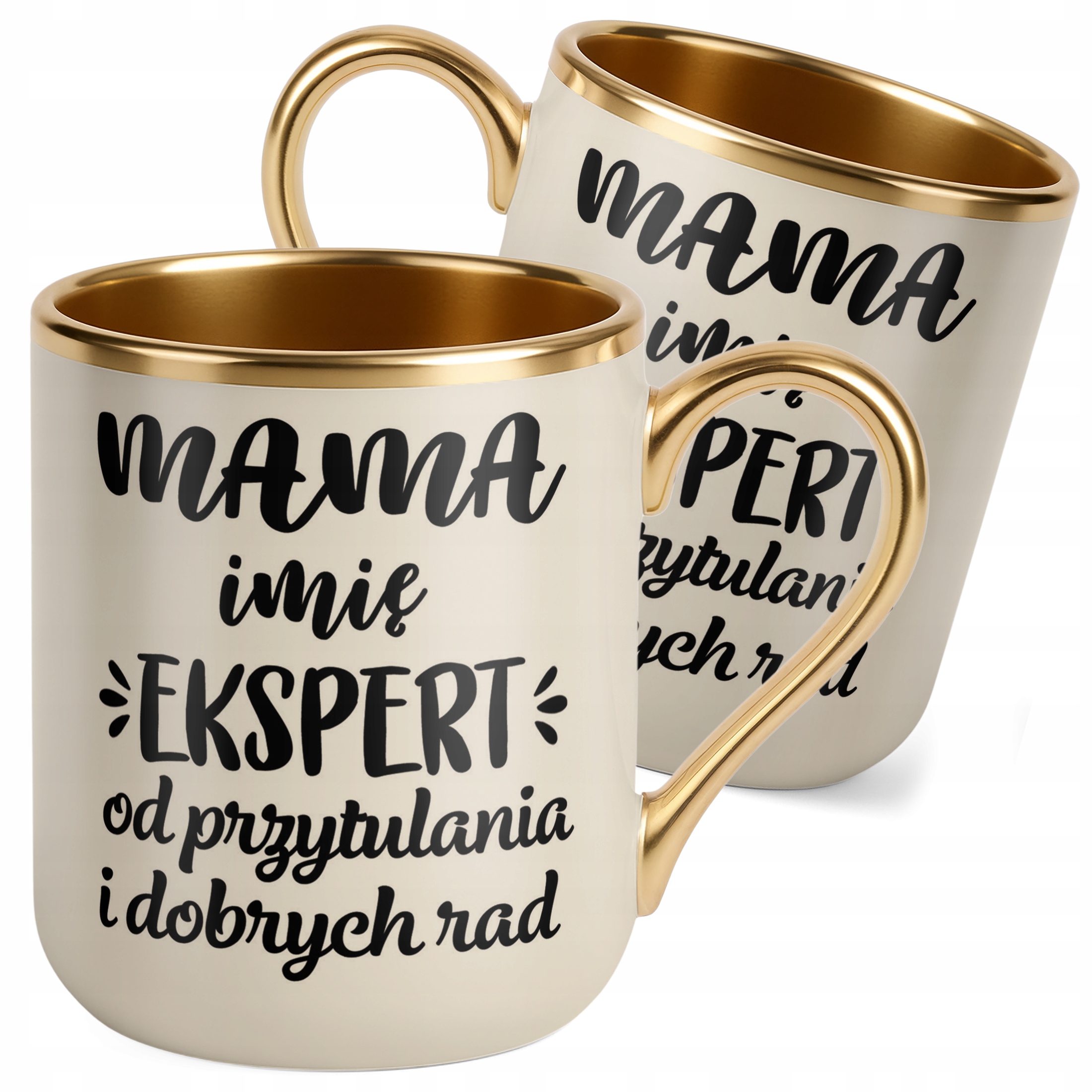 Kubek Premium Złoty Ecru Personalizowany Dzień Matki Dla Mamy