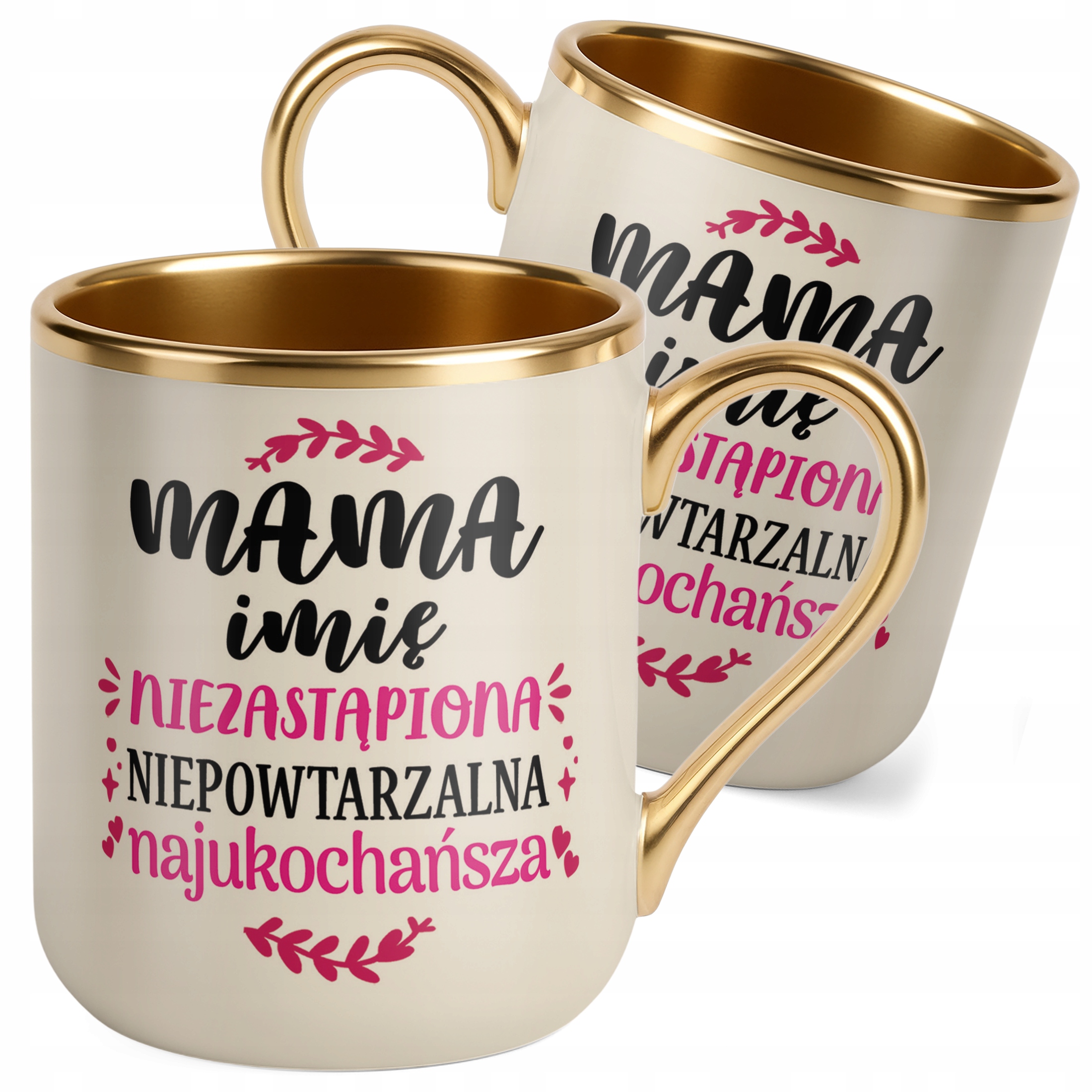 Kubek Premium Złoty Ecru Personalizowany Dzień Matki Dla Mamy