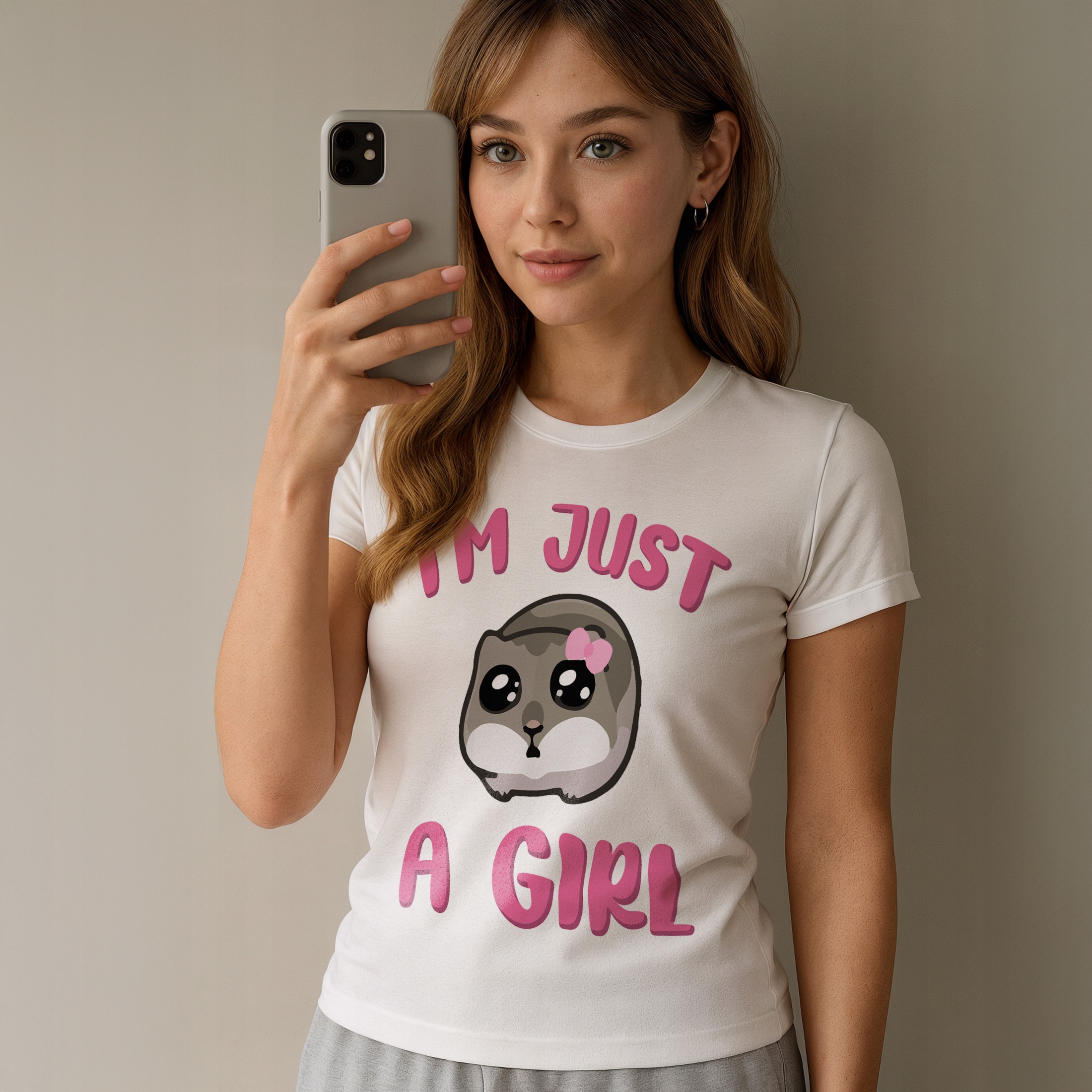 Koszulka biała damska I’m Just A Girl Mem Zabawny Prezent