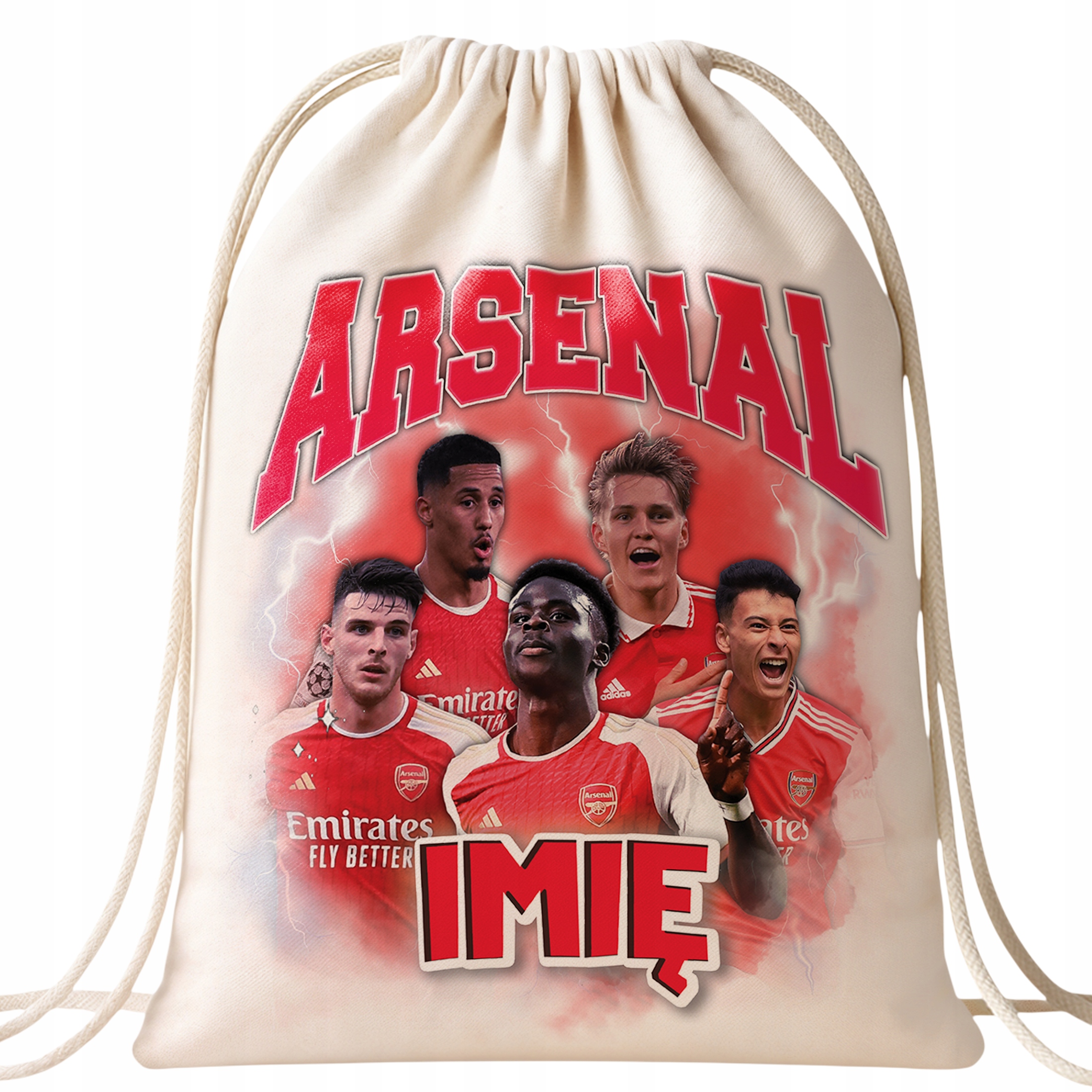 Zestaw personalizowany Kubek + Plecak Arsenal Saka Odegaard Rice Saliba