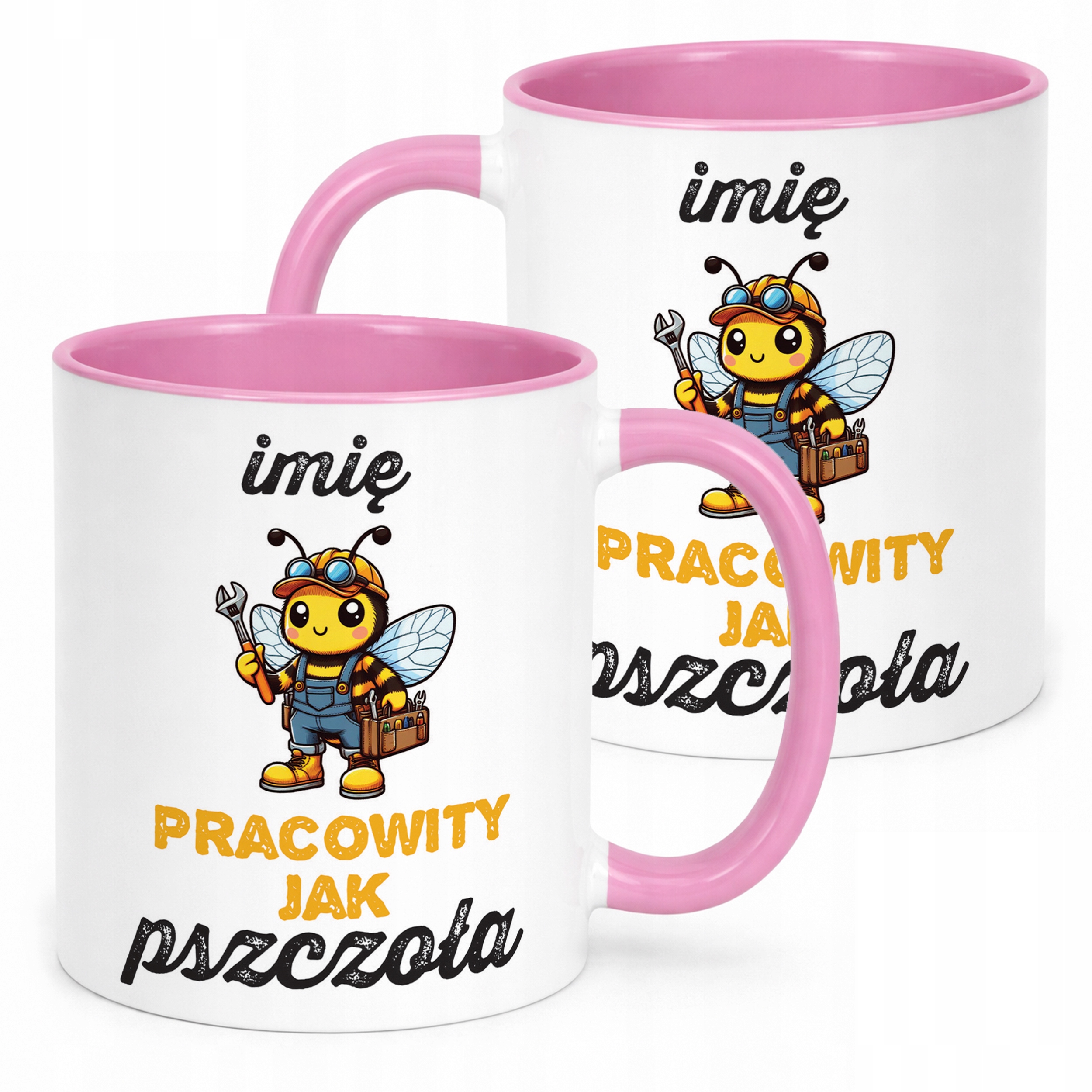 Kubek Różowy Personalizowany Dla Pszczelarza Pszczoły Pasieka Prezent