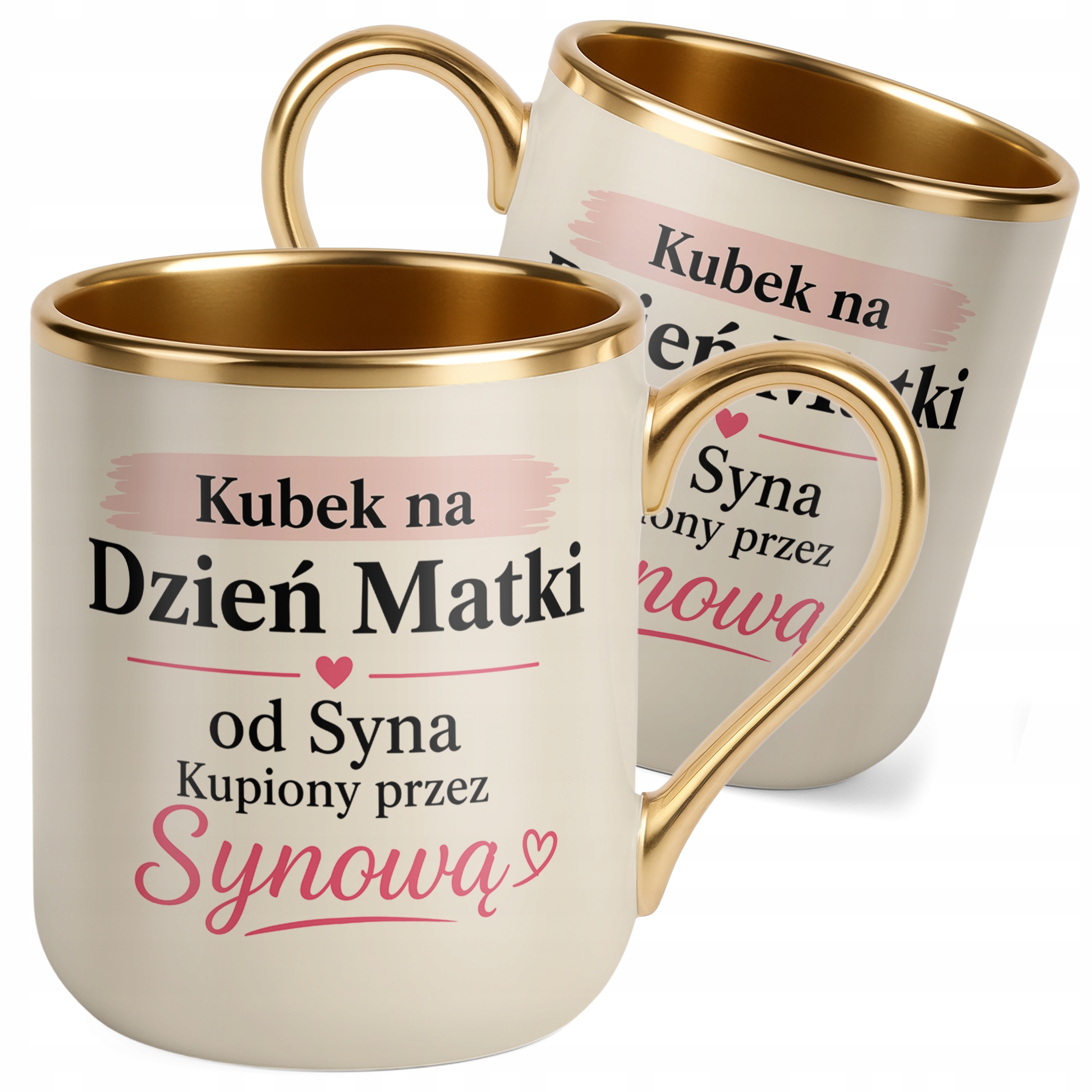 Prezent na Dzień Matki kubek premium złoty ecru dla mamy modny upominek