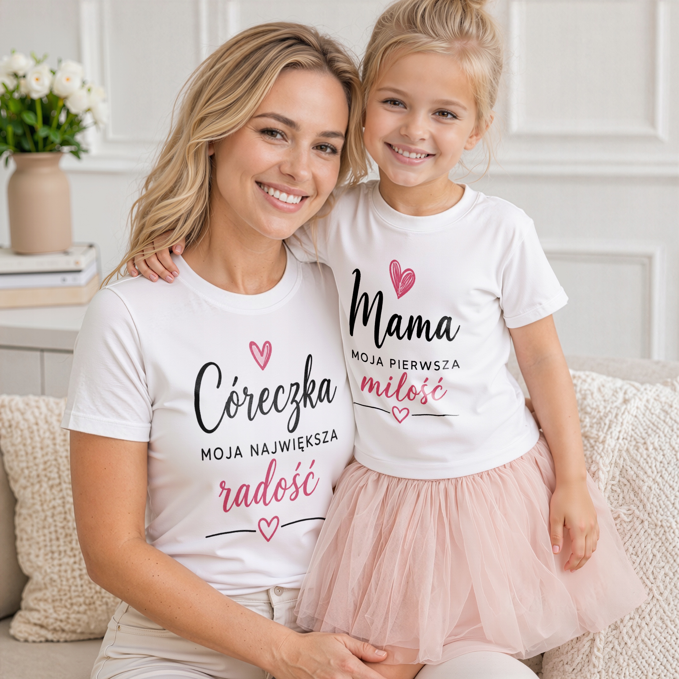 T-shirty dla mamy i córki zestaw prezent na Dzień Matki komplet rodzinny
