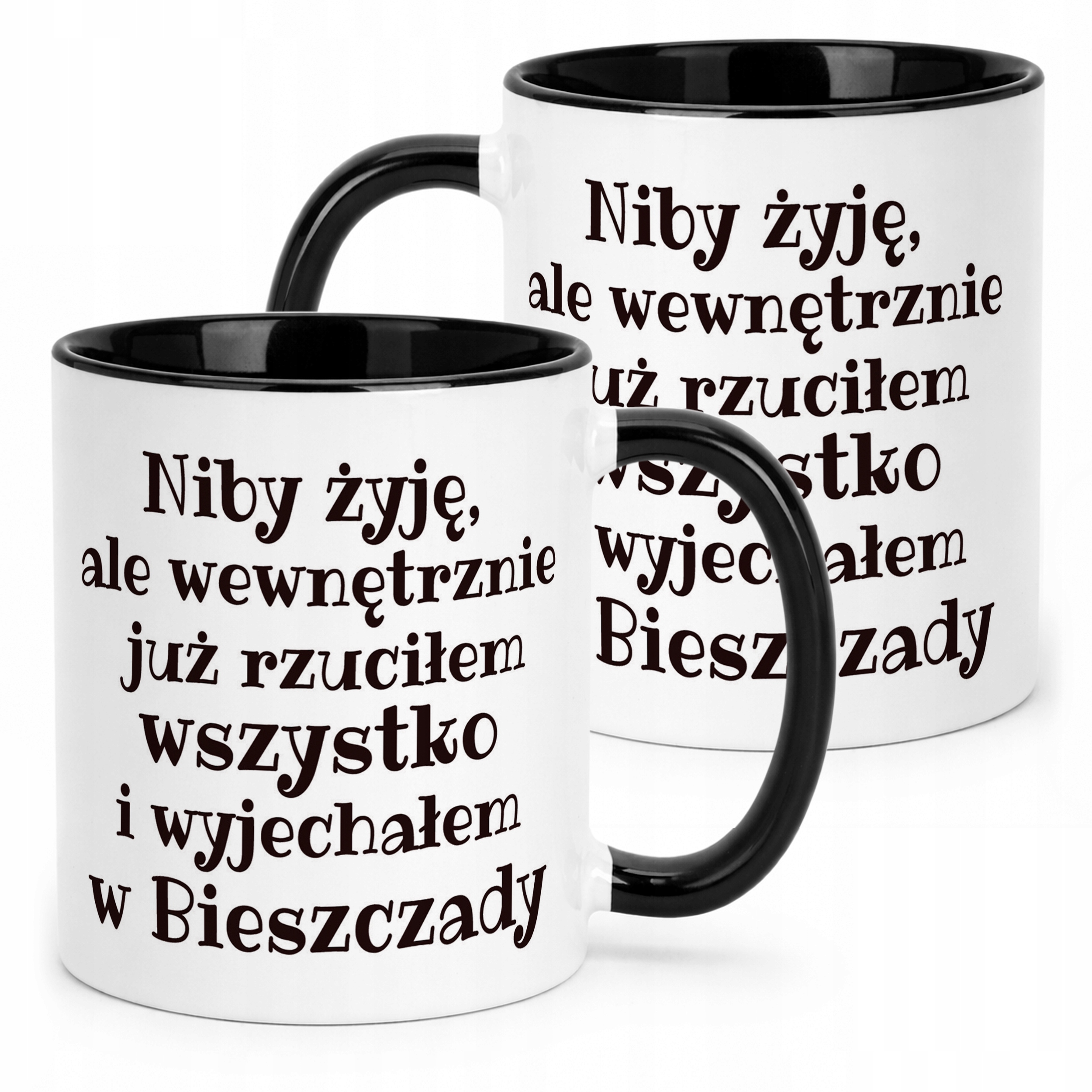 Kubek Czarny Niby Żyje Ale Wewnętrznie Śmieszny Zabawny Prezent