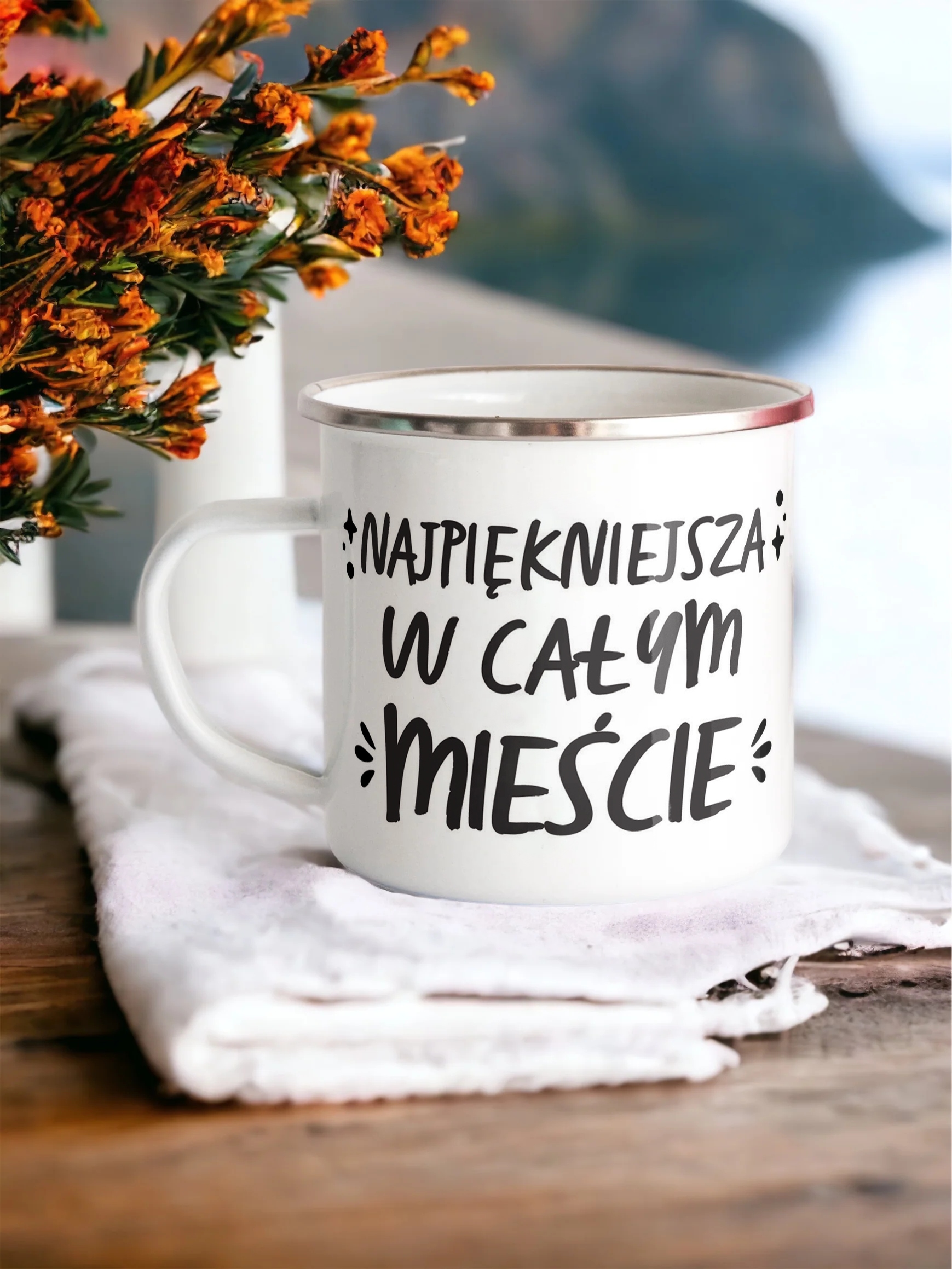 Emaliowany Kubek Garnuszek Dzień Kobiet Dla Kobiety Prezent Upominek